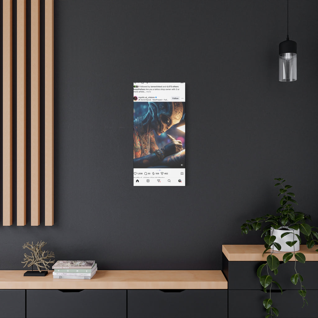 Alien Tattoo Artist Canvas Print — Matte Stretched Wall Art