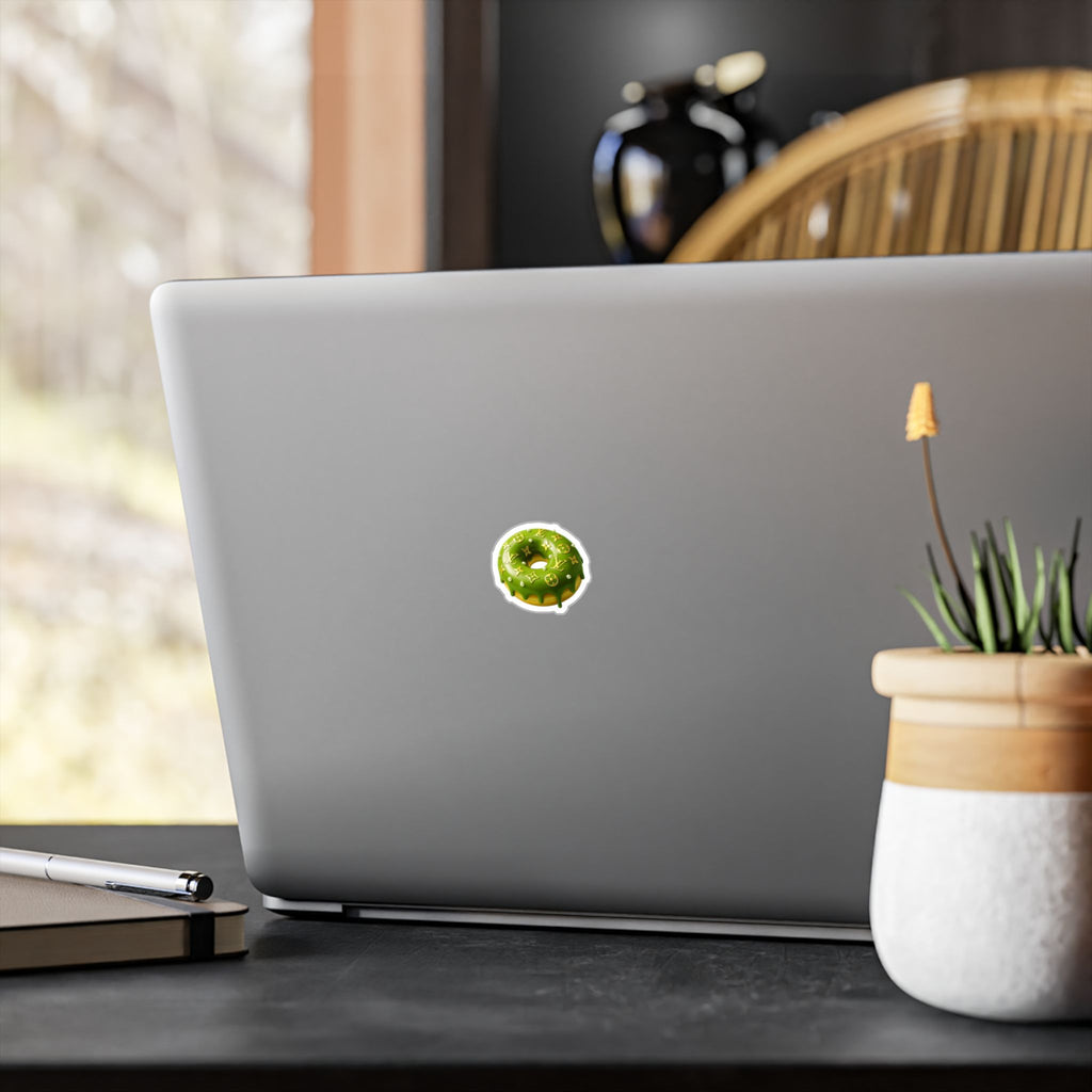 Green Designer LV Donut Kiss-Cut Vinyl Sticker