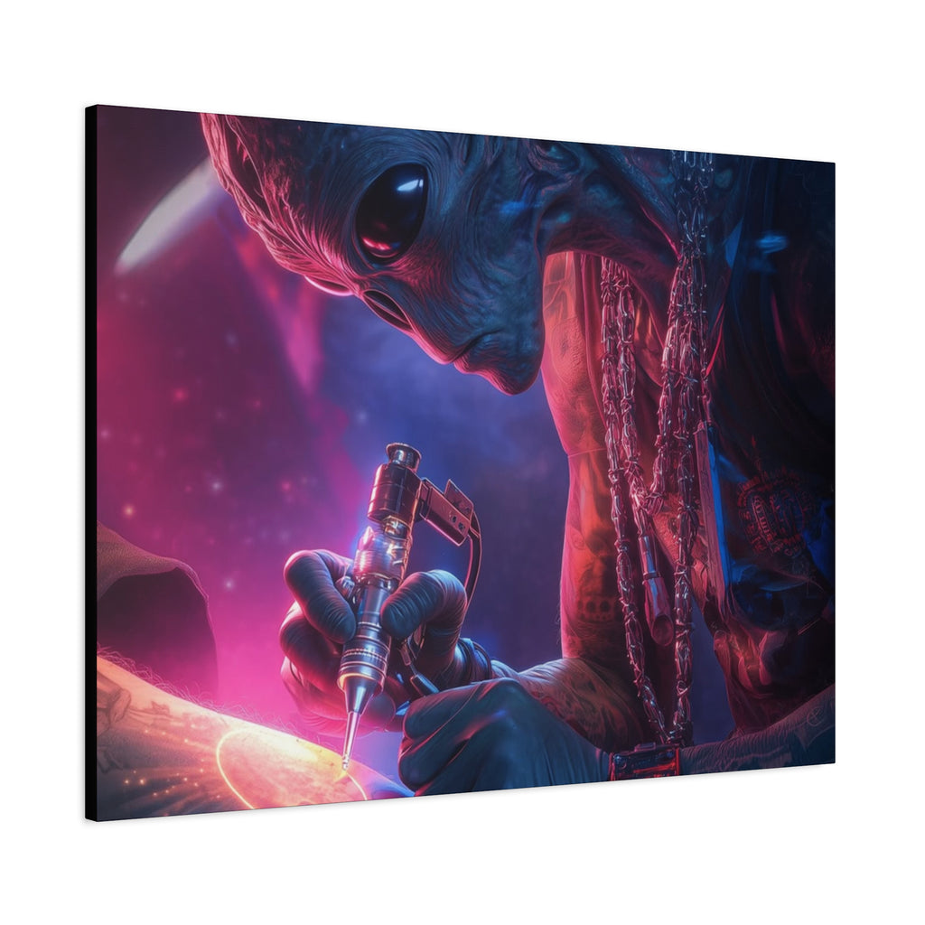 Alien Artist Canvas Print — Neon Sci‑Fi Wall Art