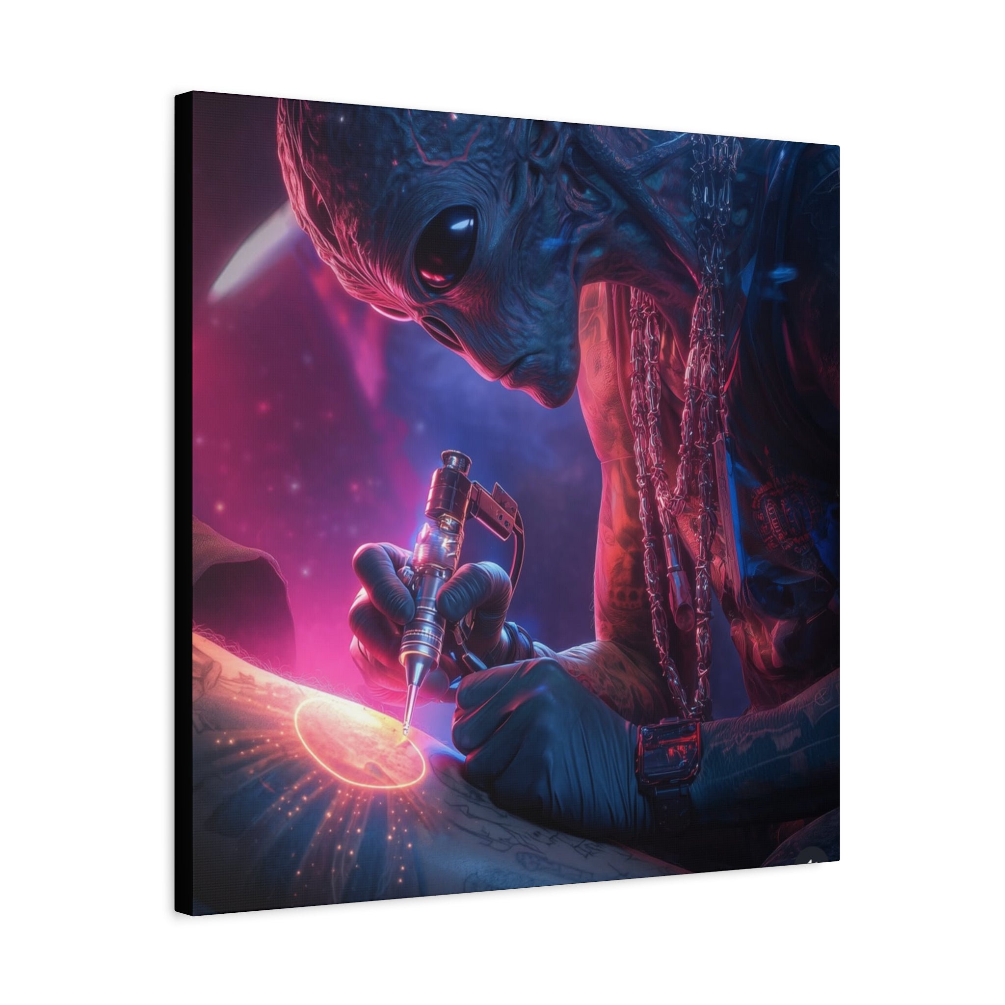 Alien Artist Canvas Print — Neon Sci‑Fi Wall Art