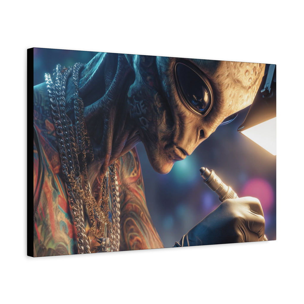 Alien Tattoo Artist Canvas Print — Matte Stretched Wall Art