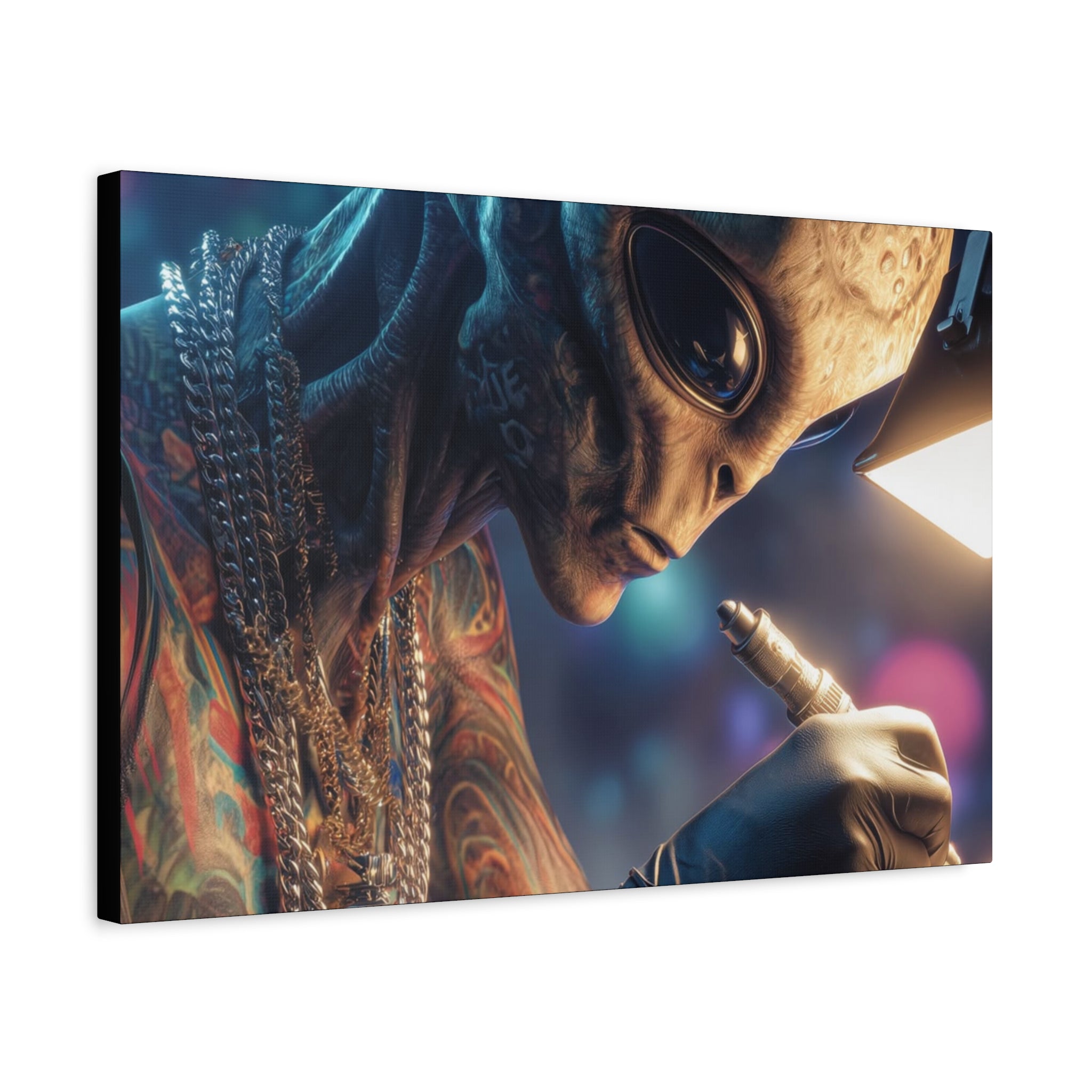 Alien Tattoo Artist Canvas Print — Matte Stretched Wall Art