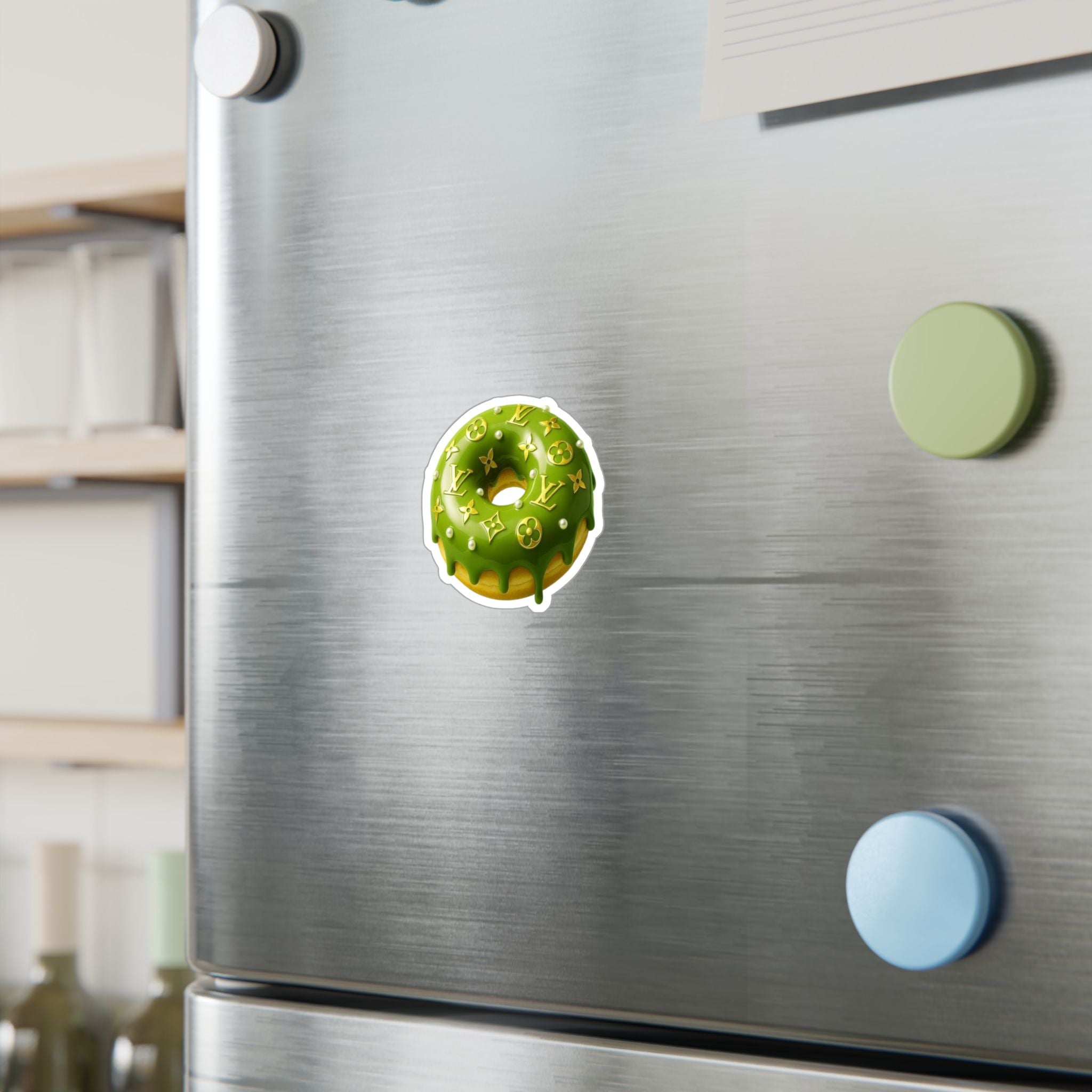 Green Designer LV Donut Kiss-Cut Vinyl Sticker