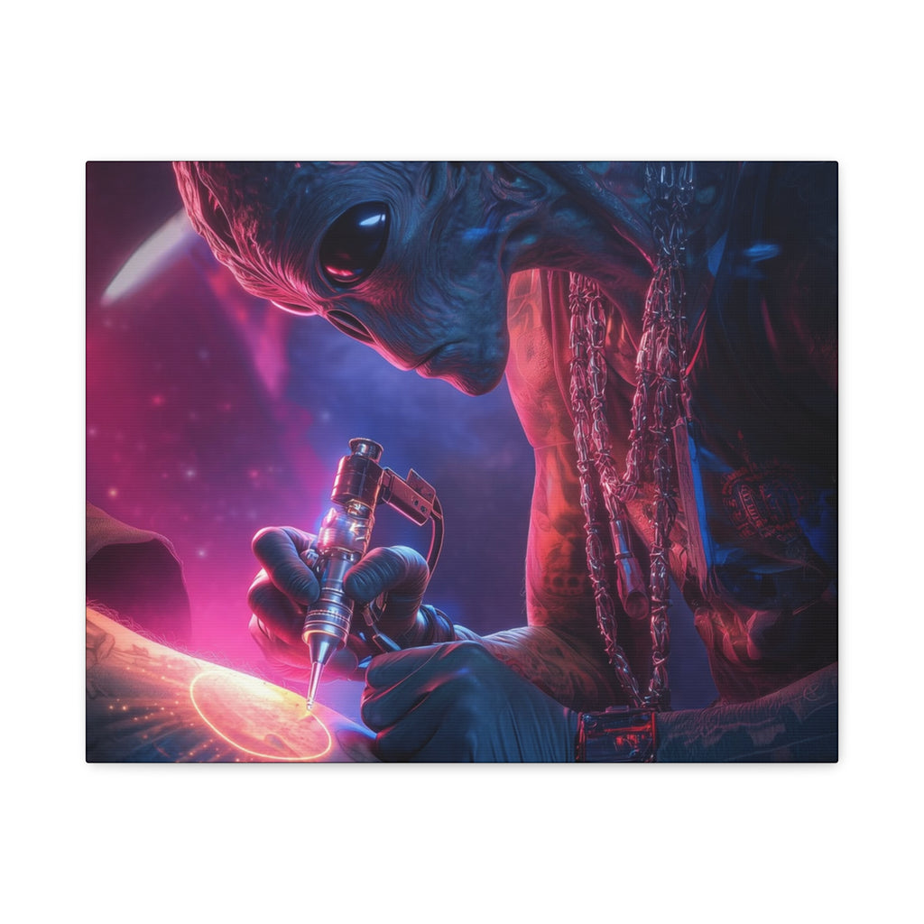 Alien Artist Canvas Print — Neon Sci‑Fi Wall Art