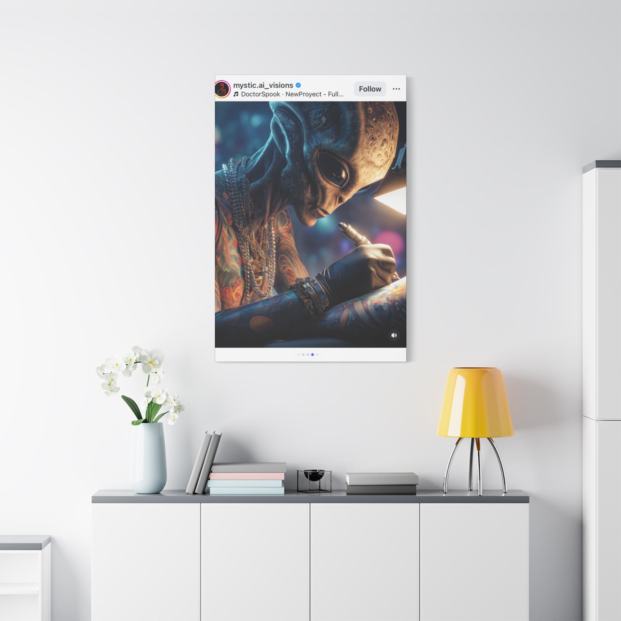 Alien Tattoo Artist Canvas Print — Matte Stretched Wall Art