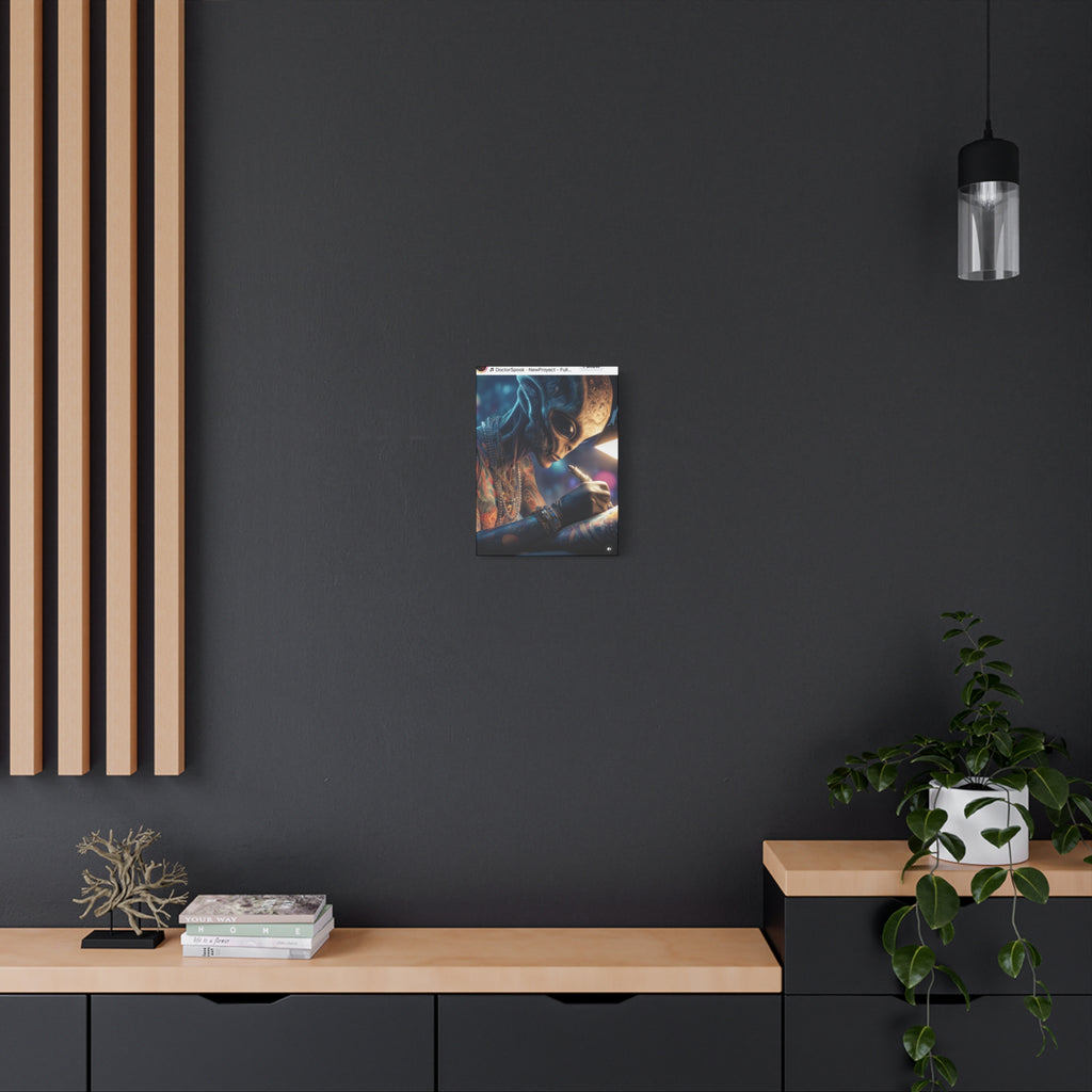 Alien Tattoo Artist Canvas Print — Matte Stretched Wall Art