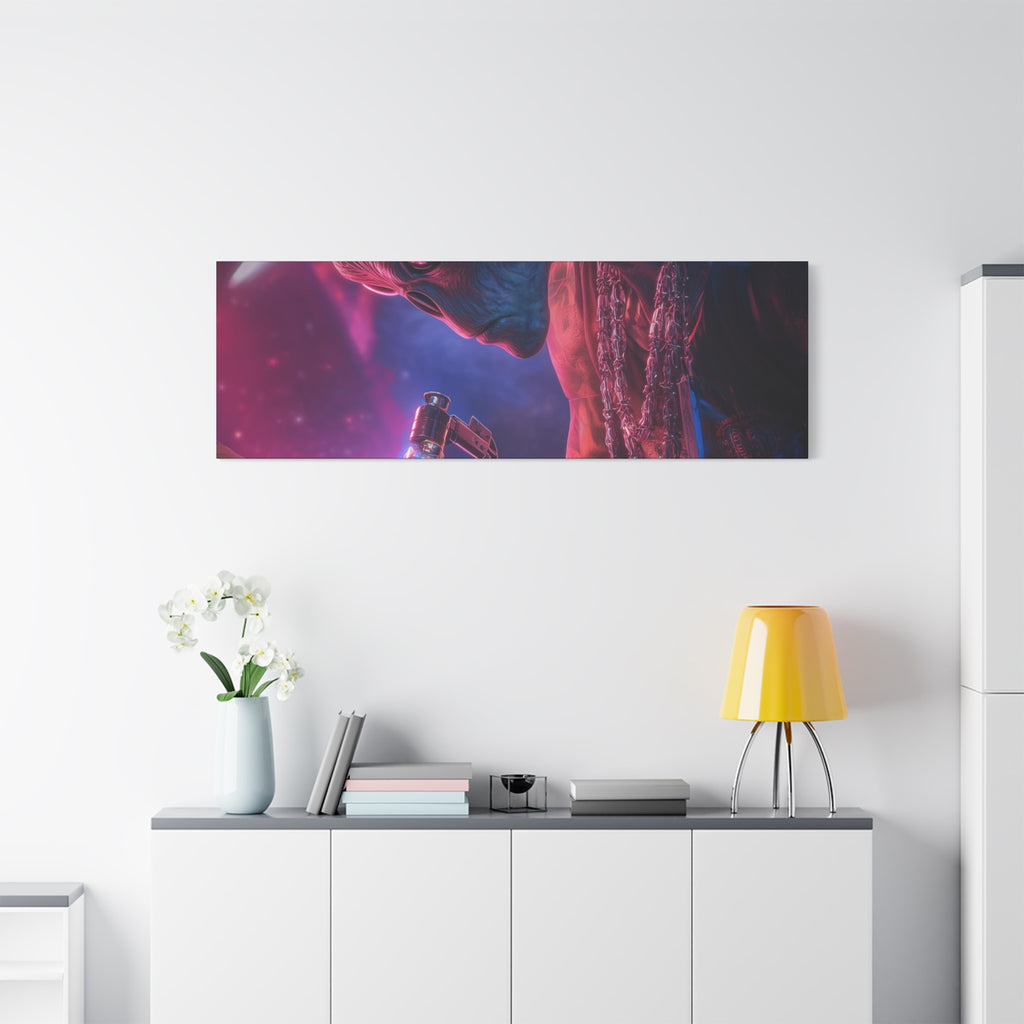 Alien Artist Canvas Print — Neon Sci‑Fi Wall Art