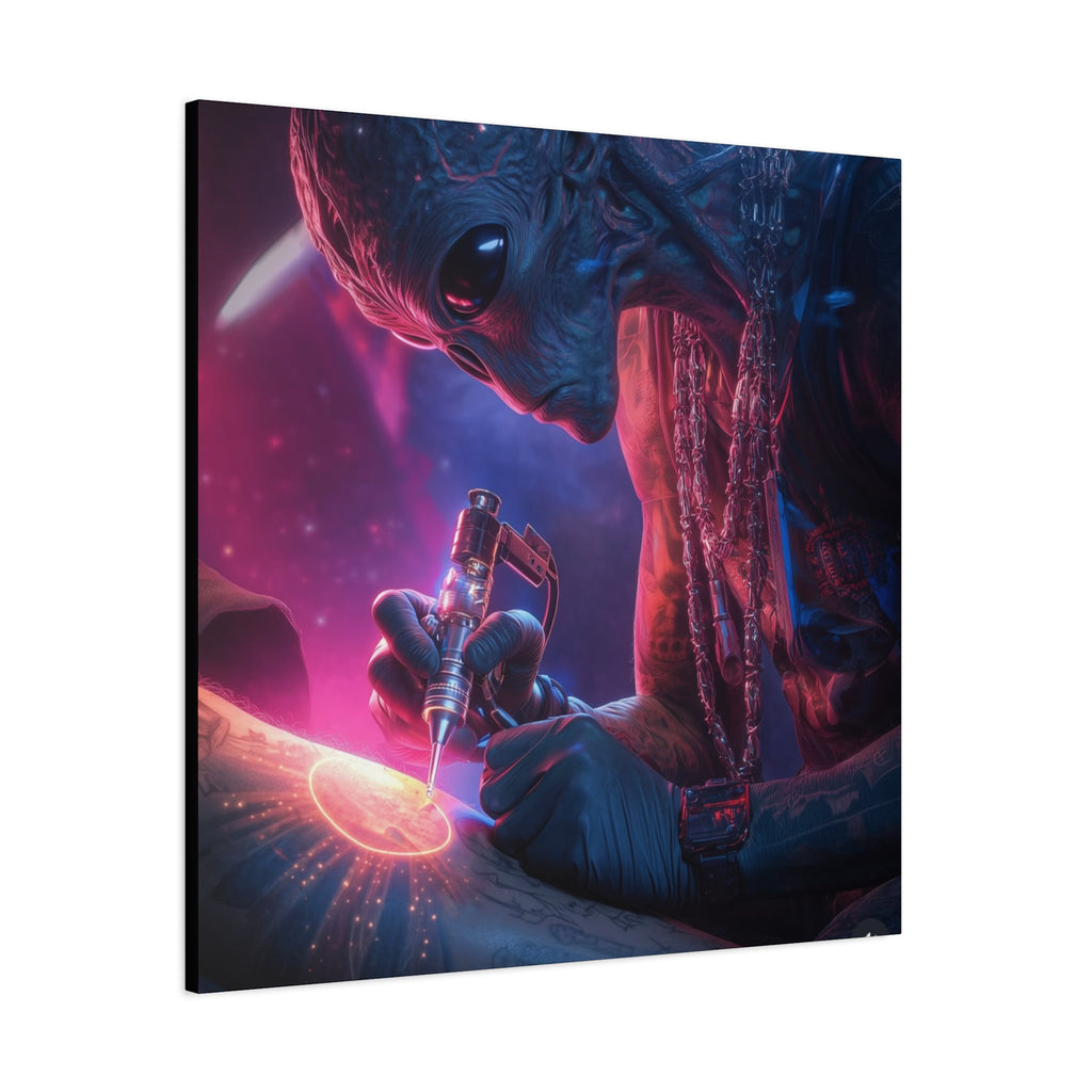 Alien Artist Canvas Print — Neon Sci‑Fi Wall Art