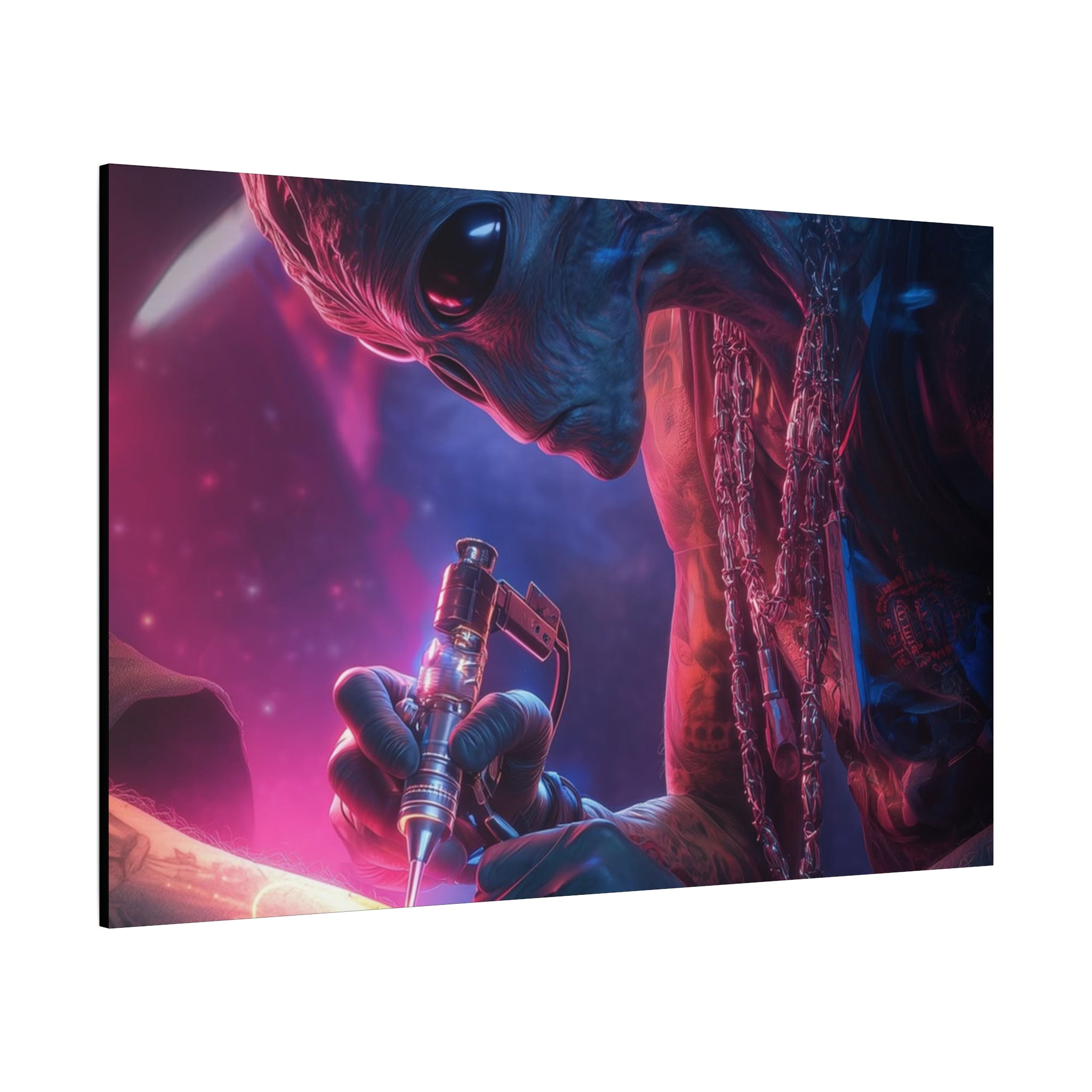 Alien Artist Canvas Print — Neon Sci‑Fi Wall Art