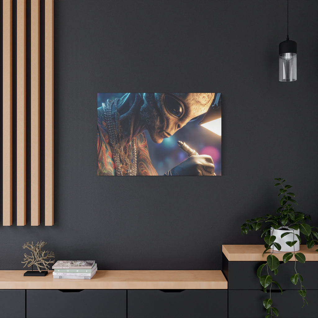 Alien Tattoo Artist Canvas Print — Matte Stretched Wall Art