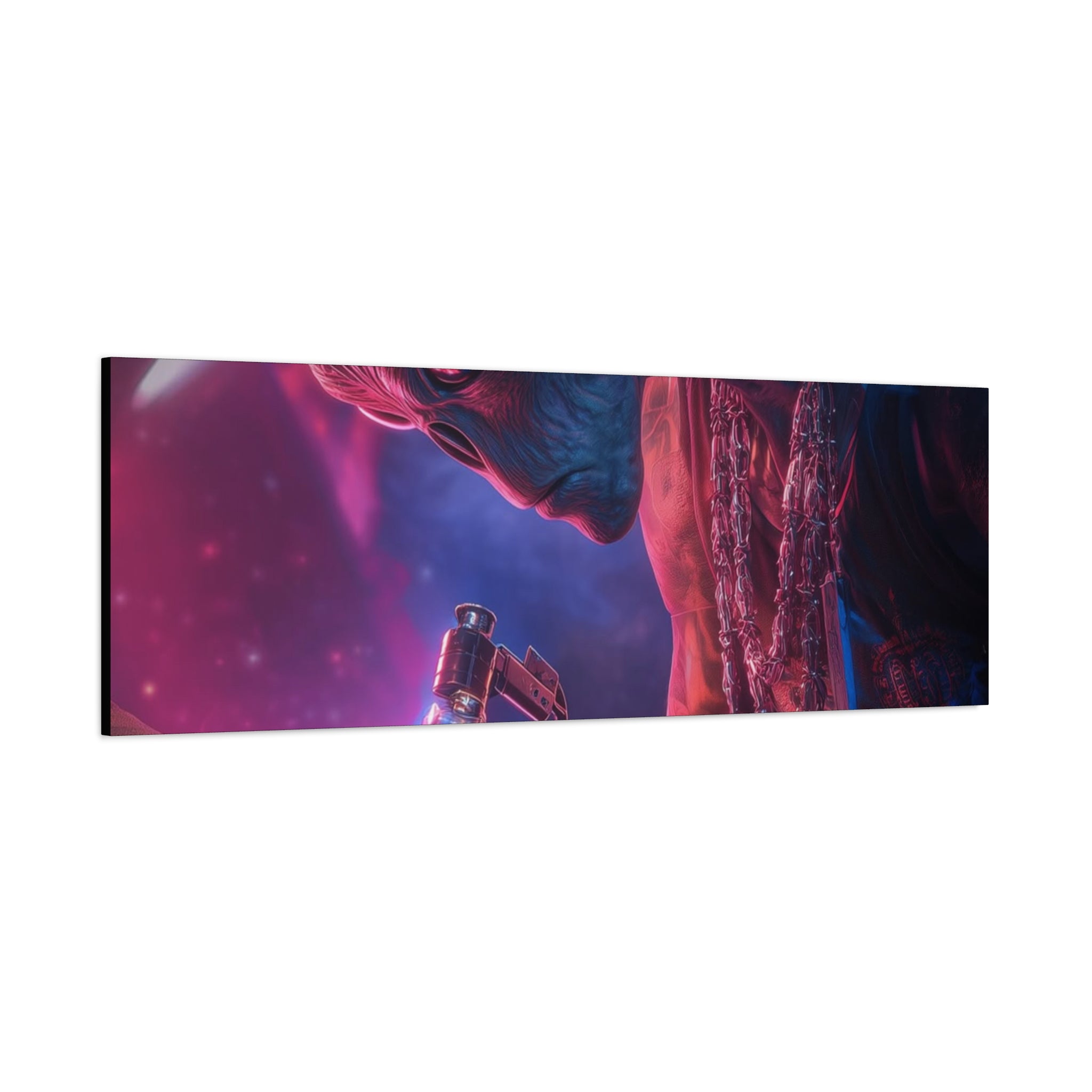 Alien Artist Canvas Print — Neon Sci‑Fi Wall Art
