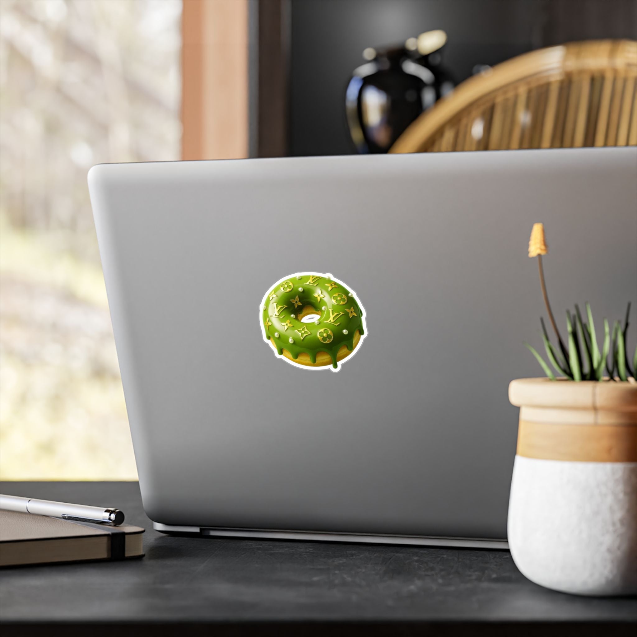 Green Designer LV Donut Kiss-Cut Vinyl Sticker