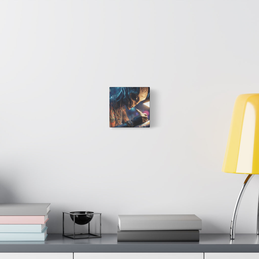 Alien Tattoo Artist Canvas Print — Matte Stretched Wall Art
