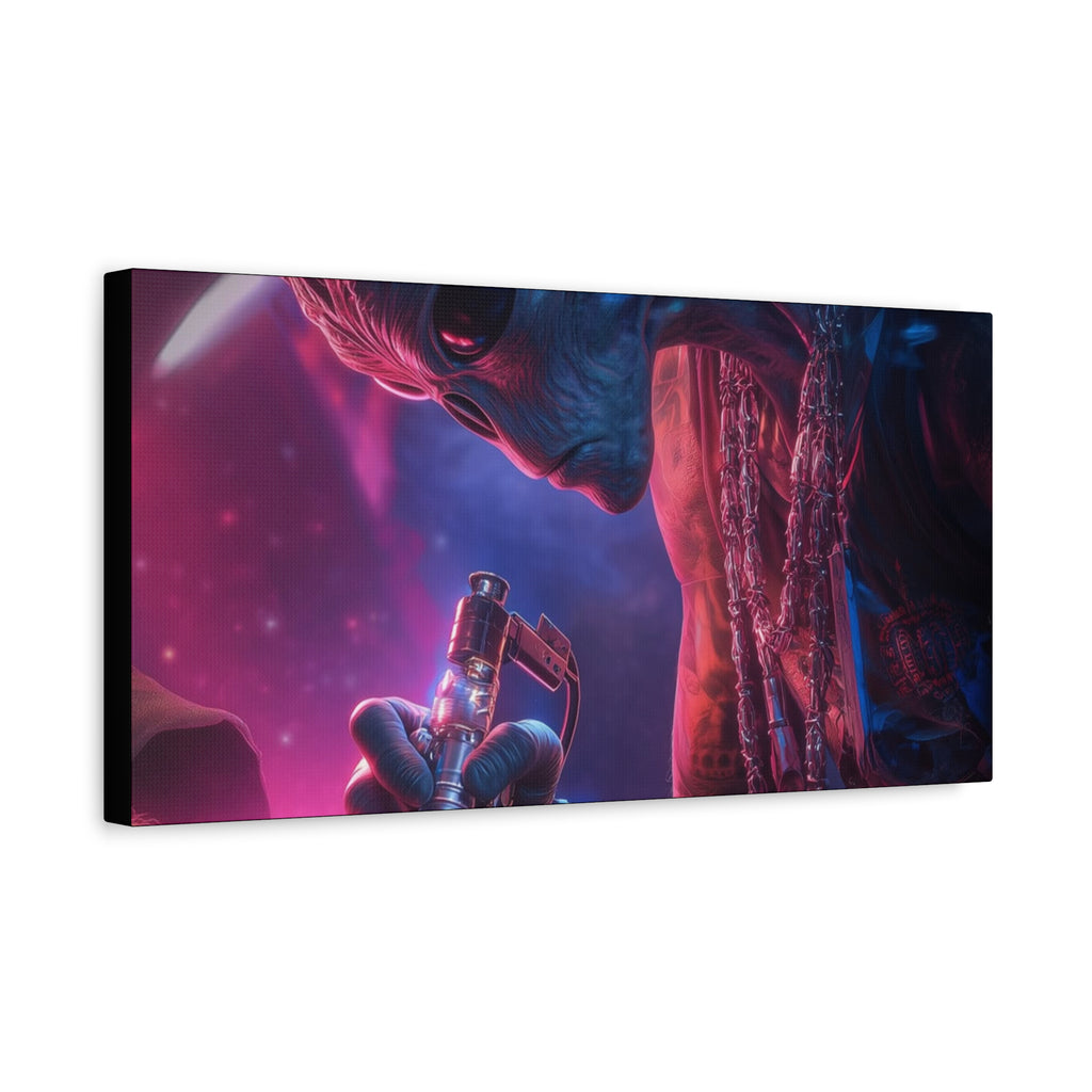 Alien Artist Canvas Print — Neon Sci‑Fi Wall Art