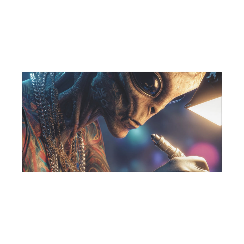 Alien Tattoo Artist Canvas Print — Matte Stretched Wall Art