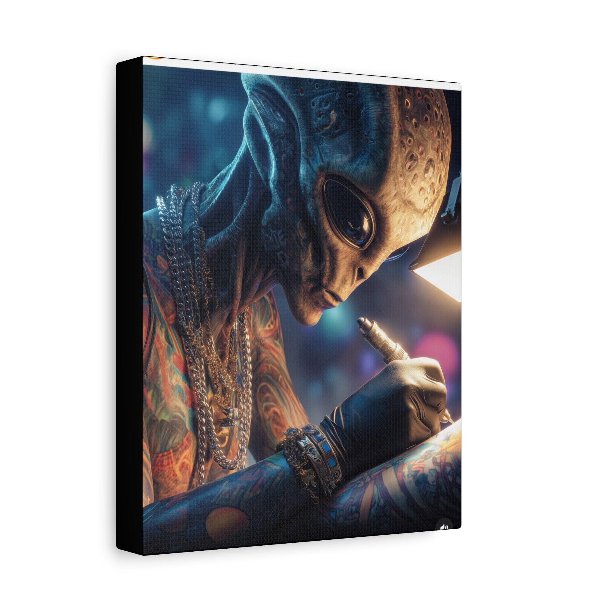 Alien Tattoo Artist Canvas Print — Matte Stretched Wall Art