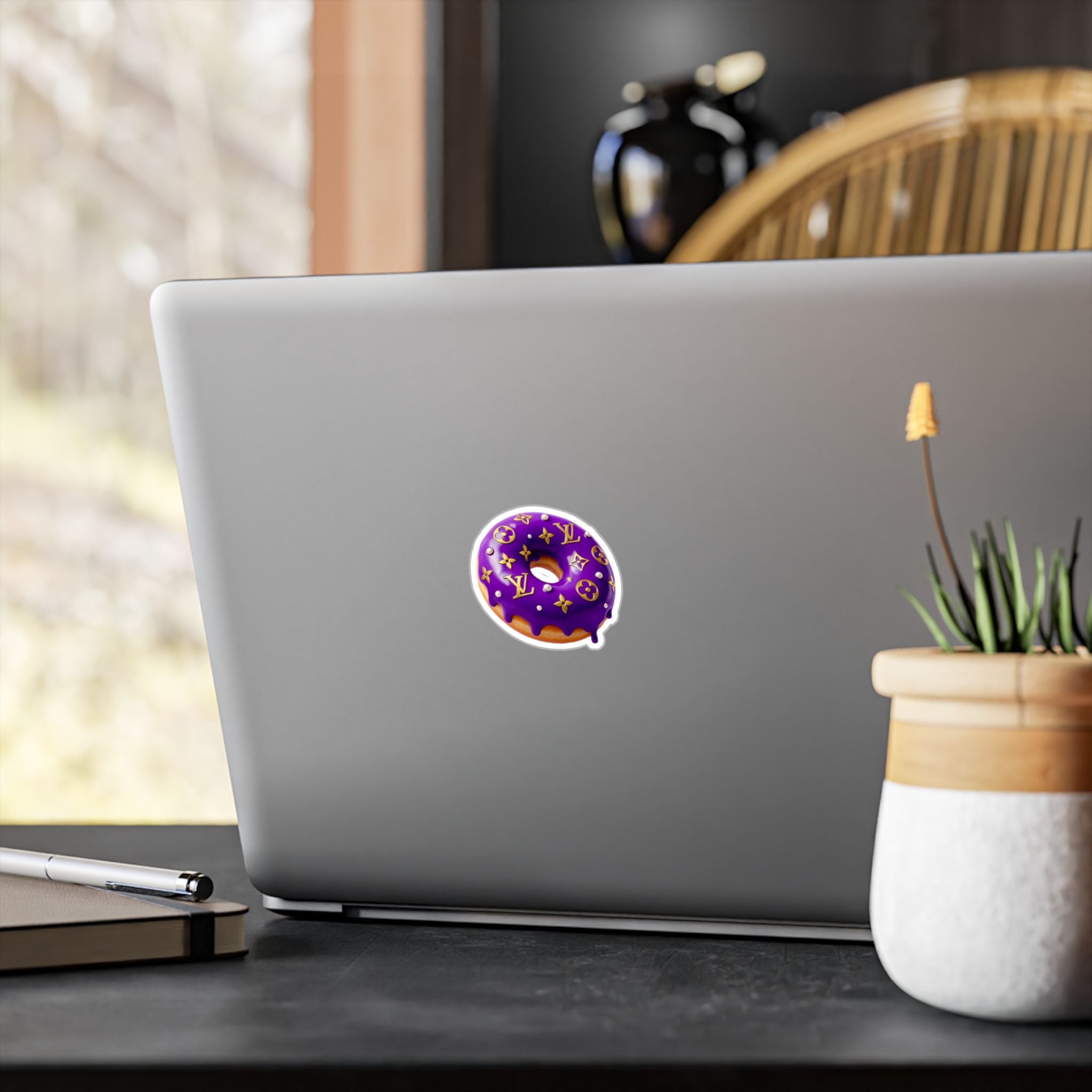 Luxury Logo Donut Vinyl Sticker – Purple Drip Kiss-Cut Decal