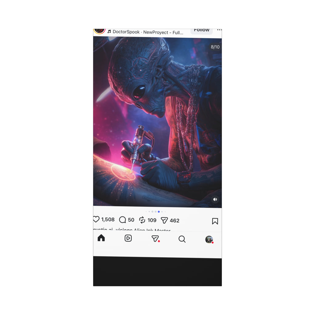 Alien Artist Canvas Print — Neon Sci‑Fi Wall Art