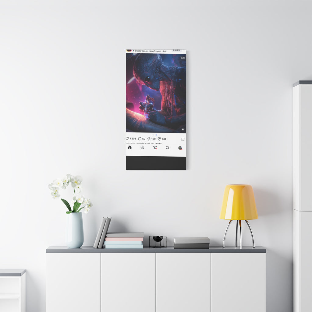 Alien Artist Canvas Print — Neon Sci‑Fi Wall Art