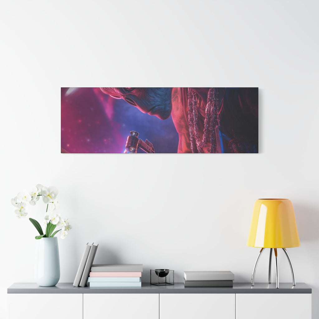 Alien Artist Canvas Print — Neon Sci‑Fi Wall Art