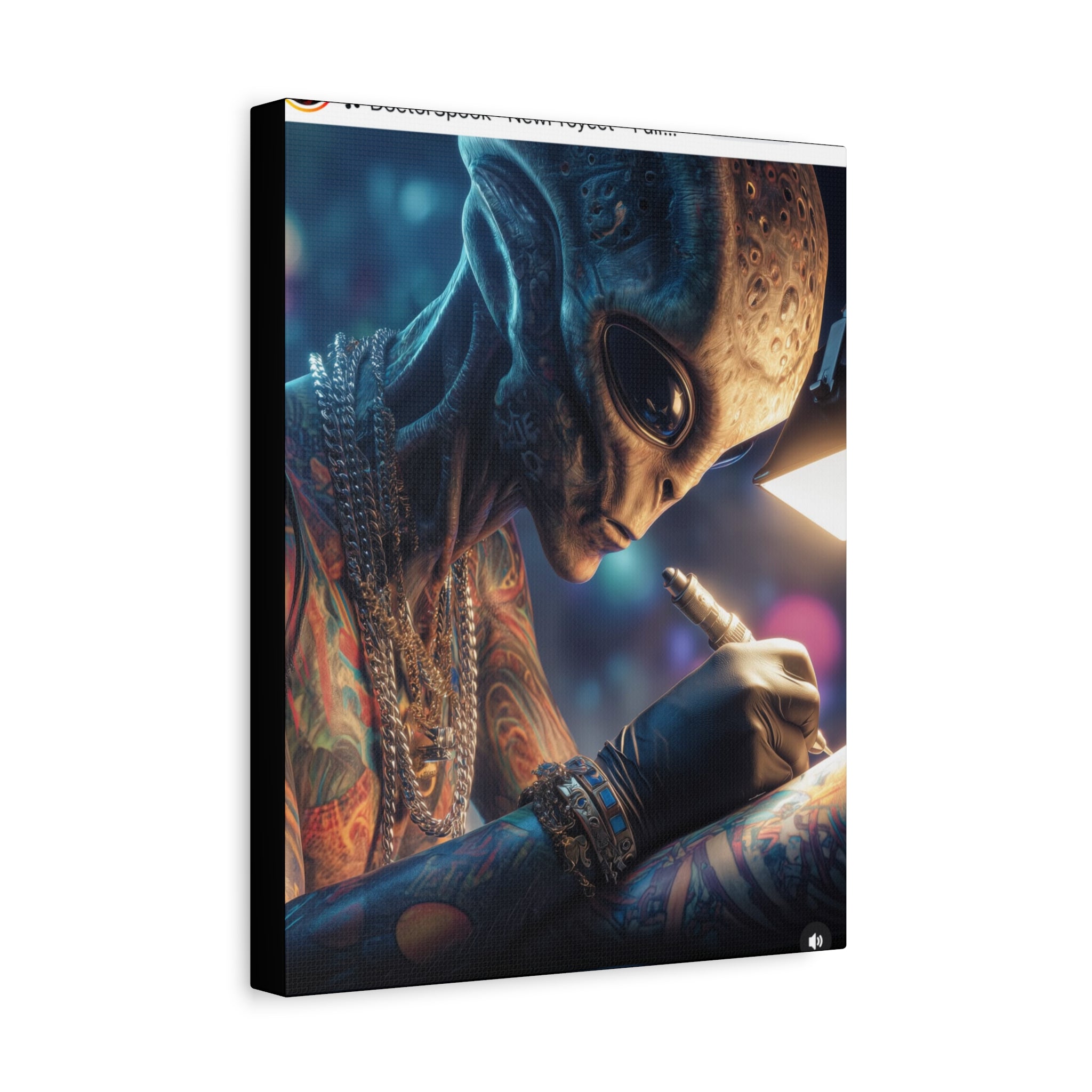 Alien Tattoo Artist Canvas Print — Matte Stretched Wall Art