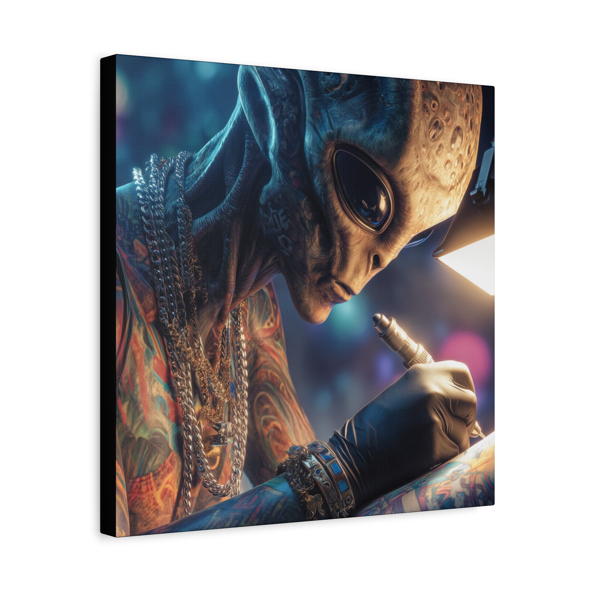 Alien Tattoo Artist Canvas Print — Matte Stretched Wall Art