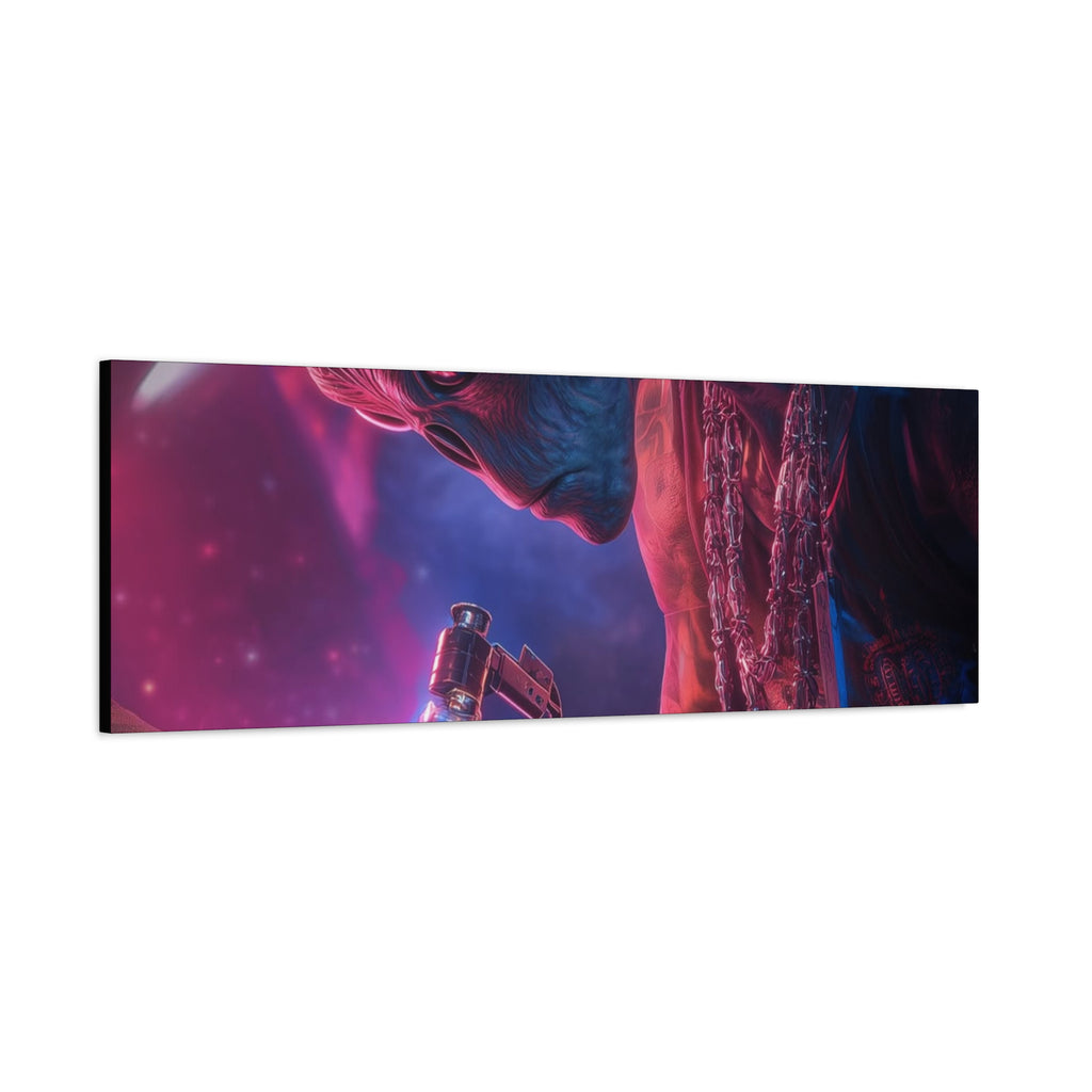 Alien Artist Canvas Print — Neon Sci‑Fi Wall Art