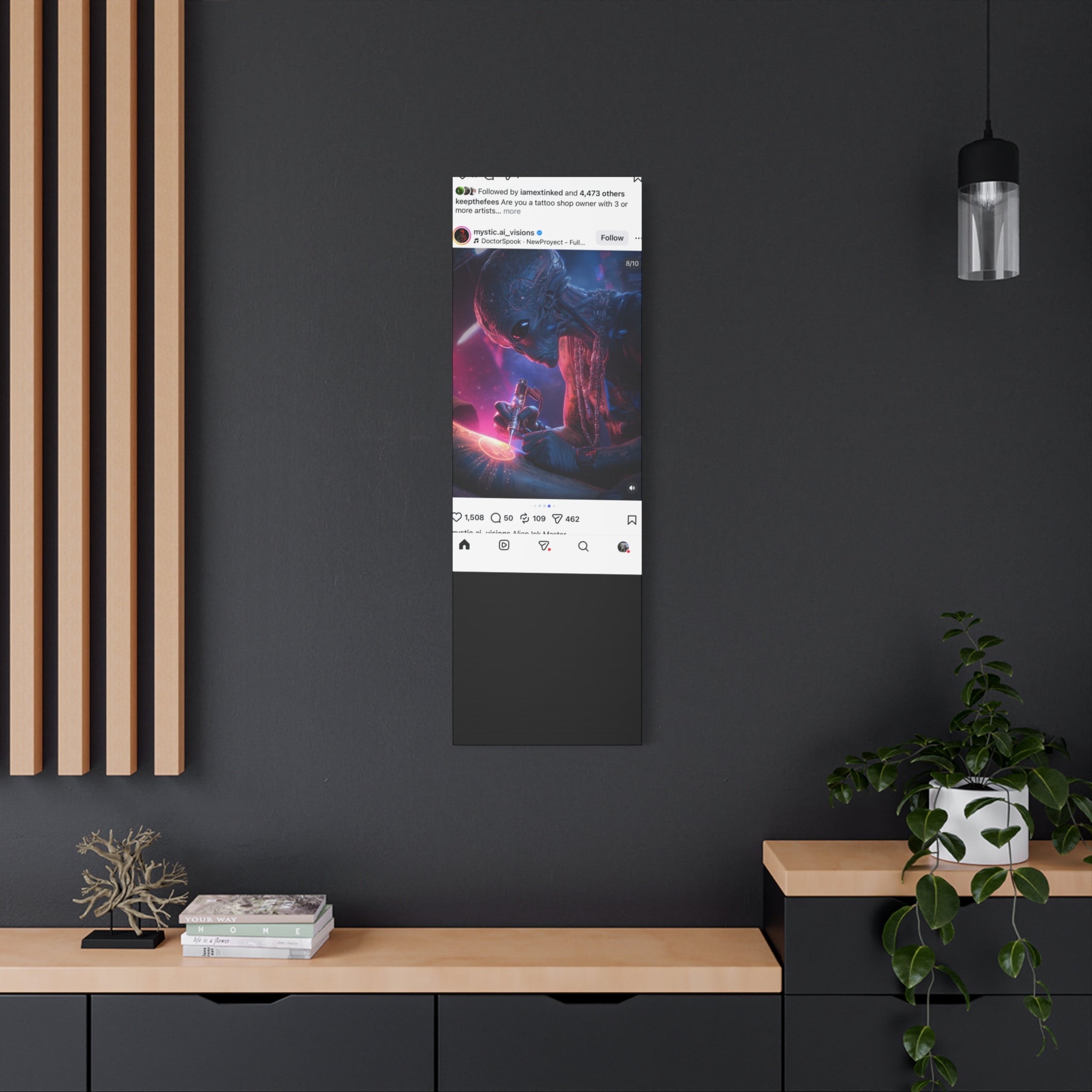 Alien Artist Canvas Print — Neon Sci‑Fi Wall Art