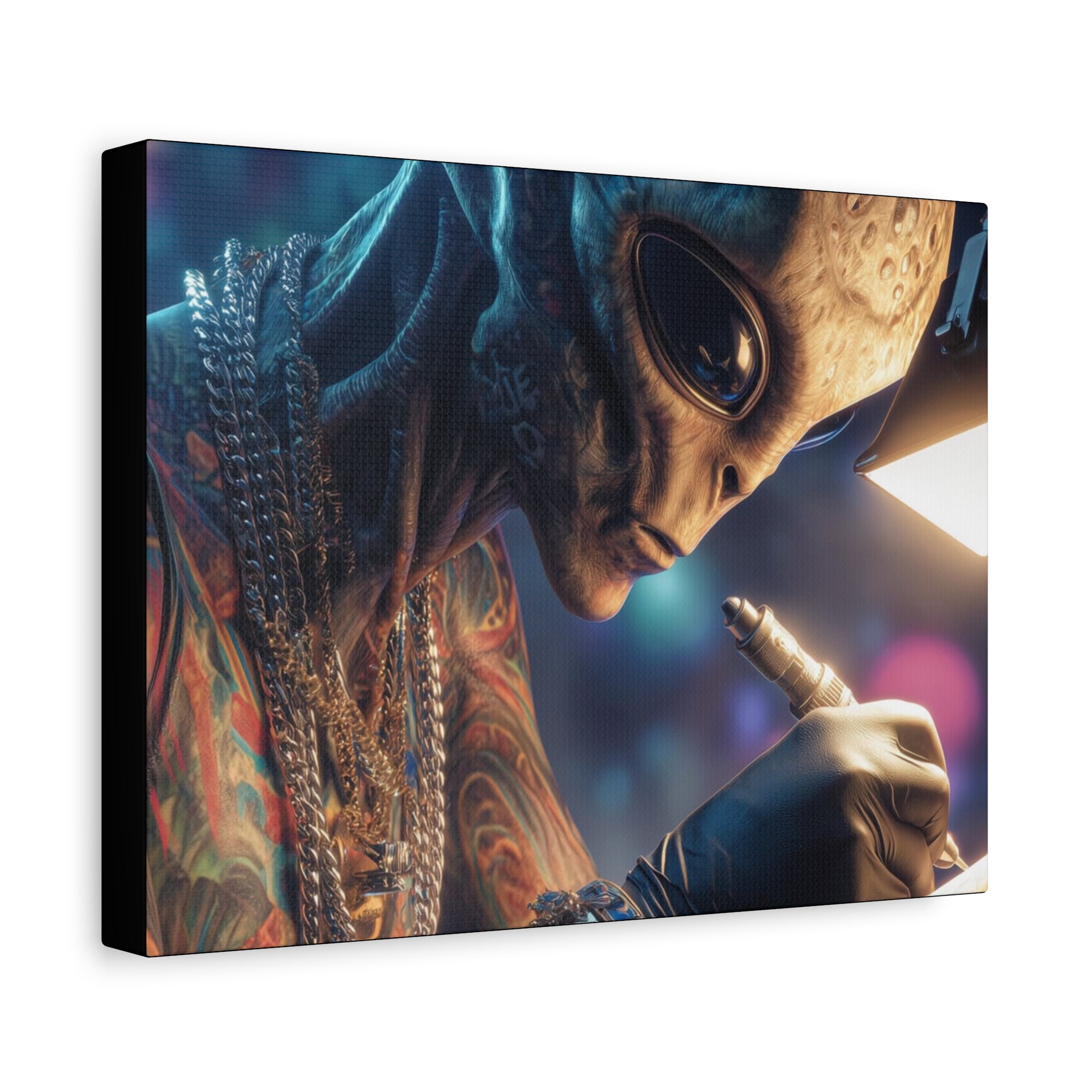 Alien Tattoo Artist Canvas Print — Matte Stretched Wall Art