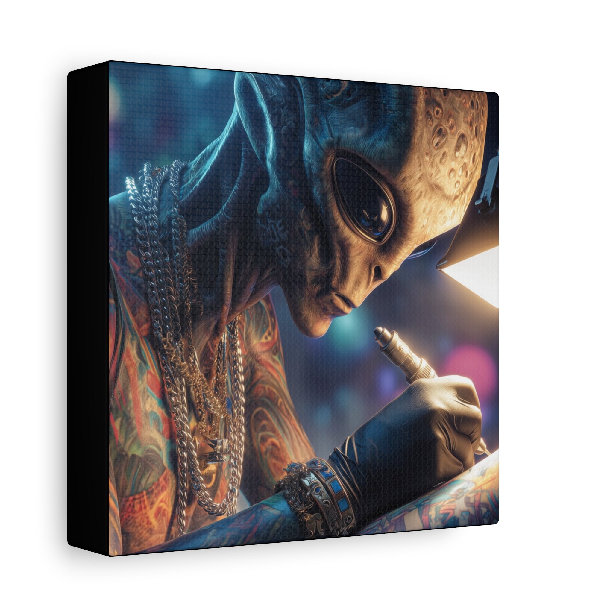 Alien Tattoo Artist Canvas Print — Matte Stretched Wall Art