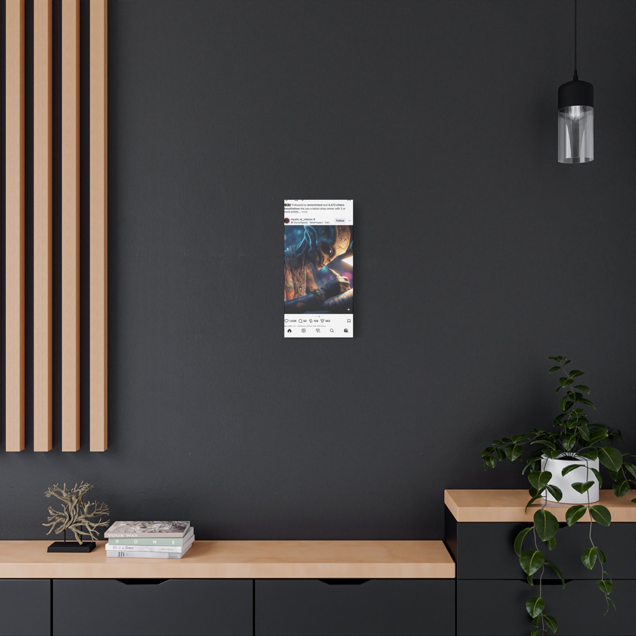 Alien Tattoo Artist Canvas Print — Matte Stretched Wall Art