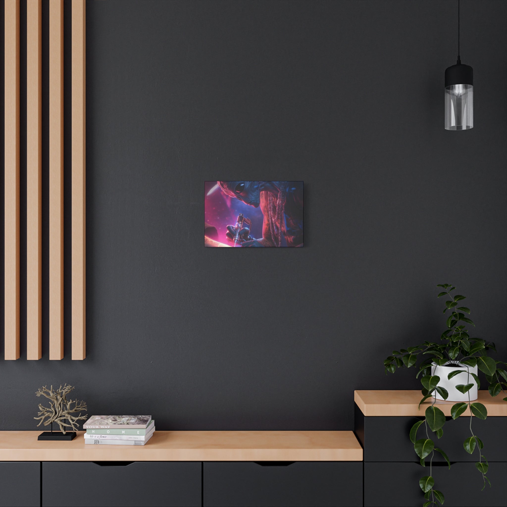 Alien Artist Canvas Print — Neon Sci‑Fi Wall Art