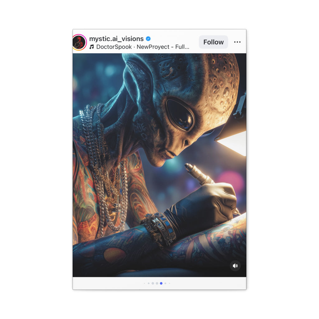 Alien Tattoo Artist Canvas Print — Matte Stretched Wall Art