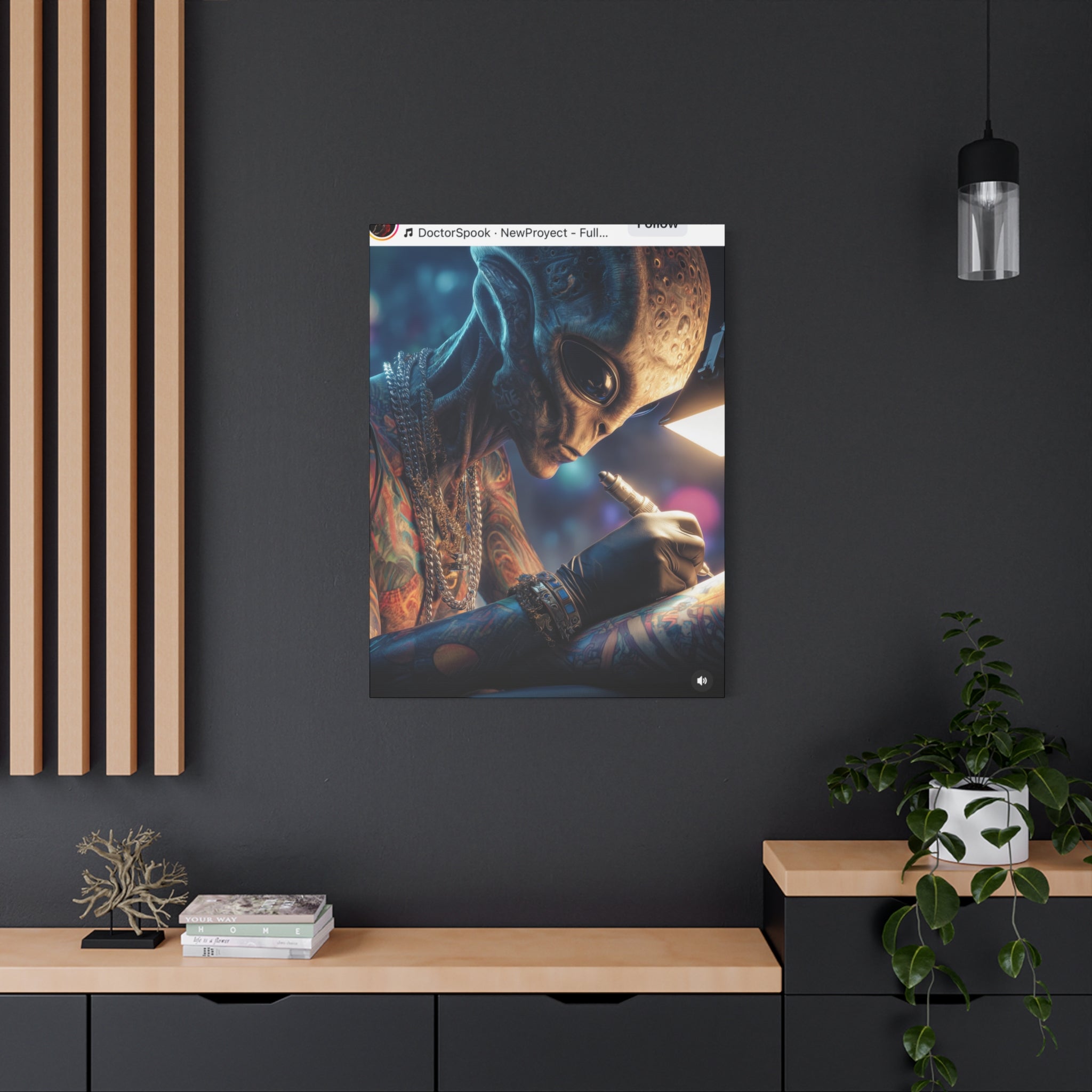 Alien Tattoo Artist Canvas Print — Matte Stretched Wall Art