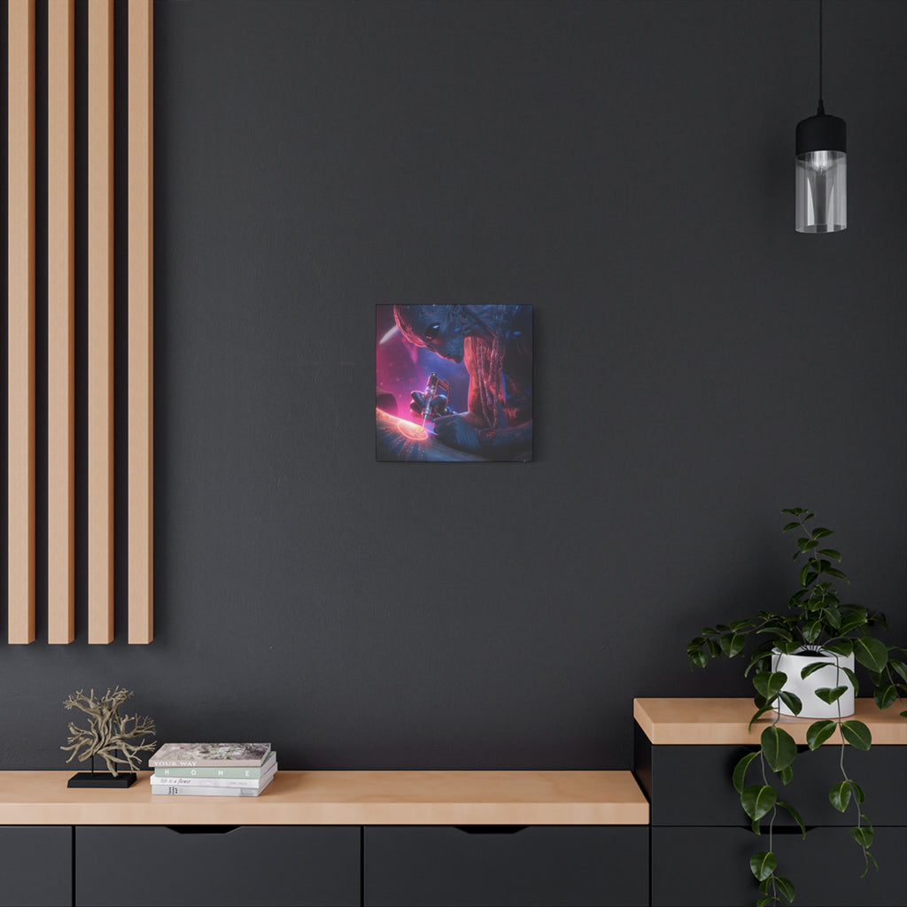Alien Artist Canvas Print — Neon Sci‑Fi Wall Art