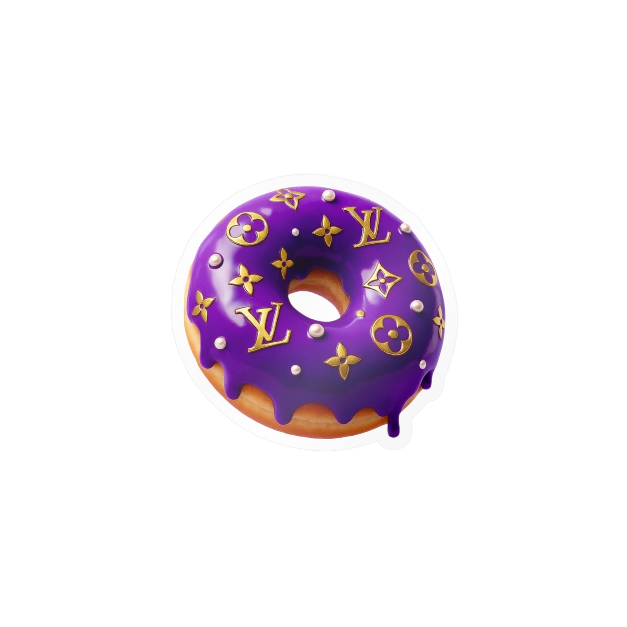 Luxury Logo Donut Vinyl Sticker – Purple Drip Kiss-Cut Decal