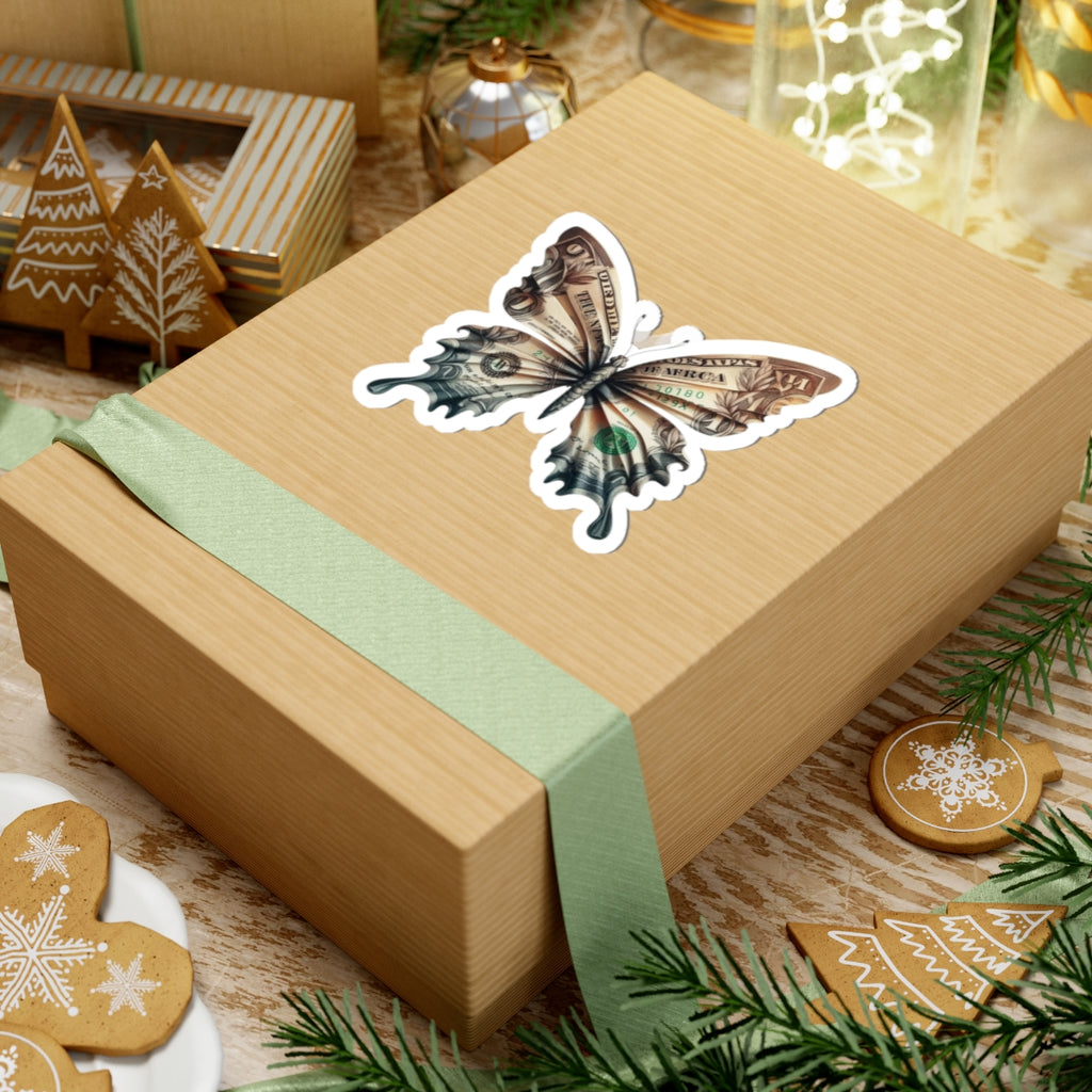Money Butterfly Sticker — Cash Wings Kiss-Cut Vinyl Decal