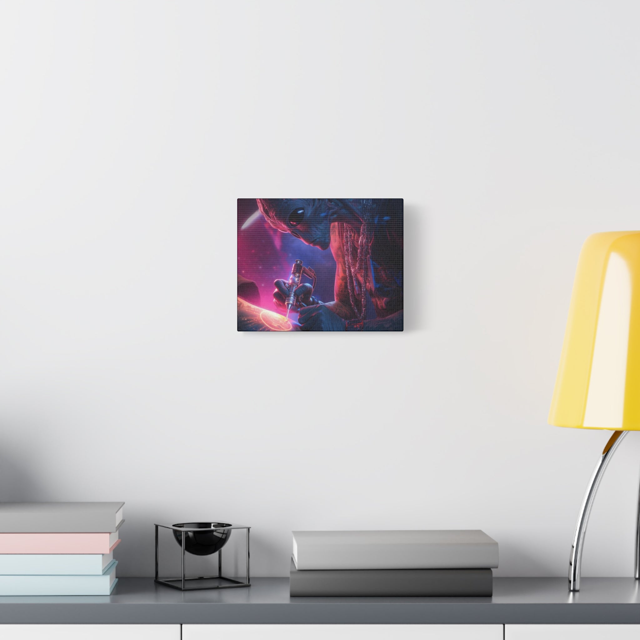 Alien Artist Canvas Print — Neon Sci‑Fi Wall Art