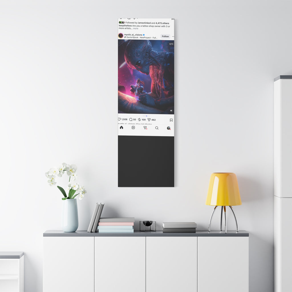 Alien Artist Canvas Print — Neon Sci‑Fi Wall Art