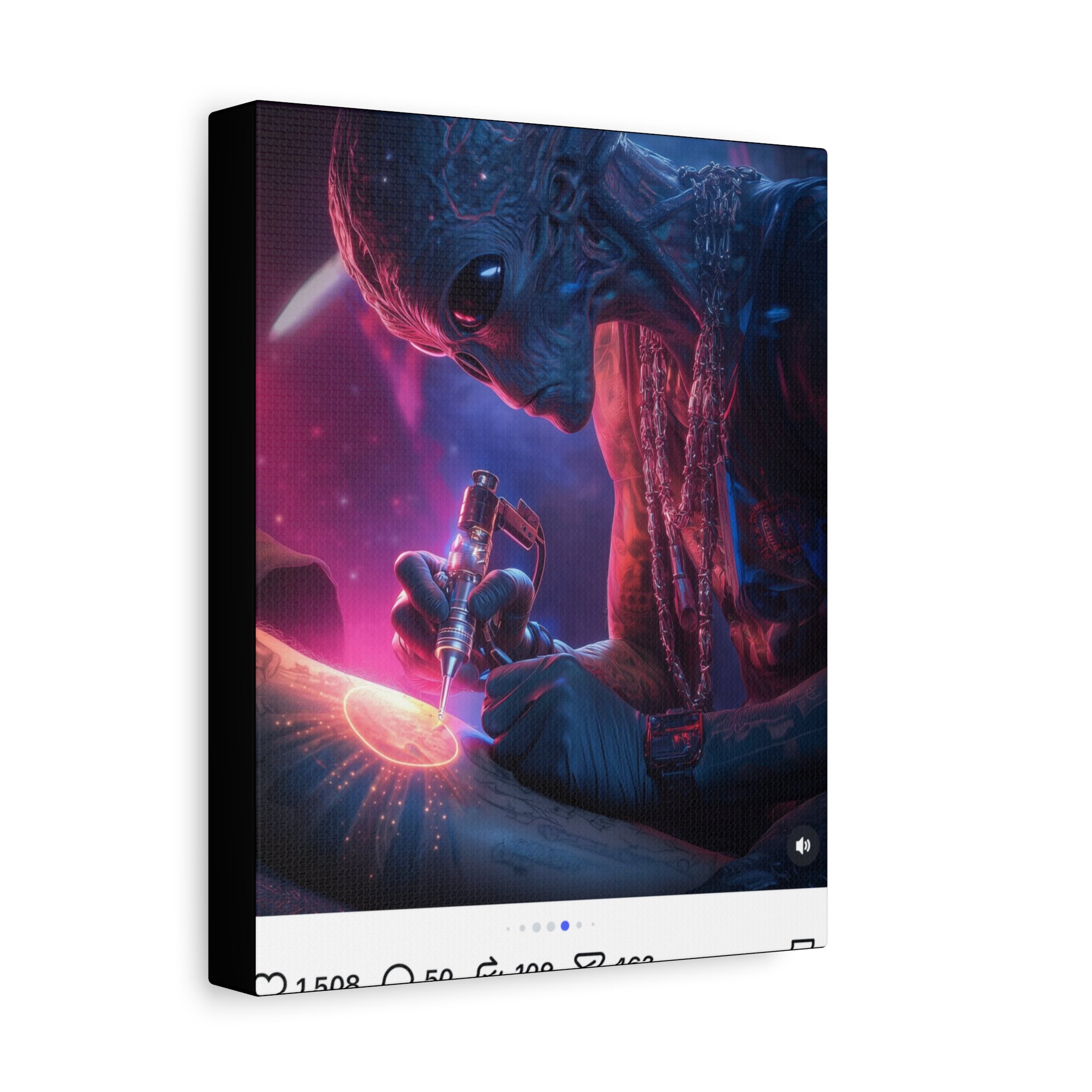 Alien Artist Canvas Print — Neon Sci‑Fi Wall Art