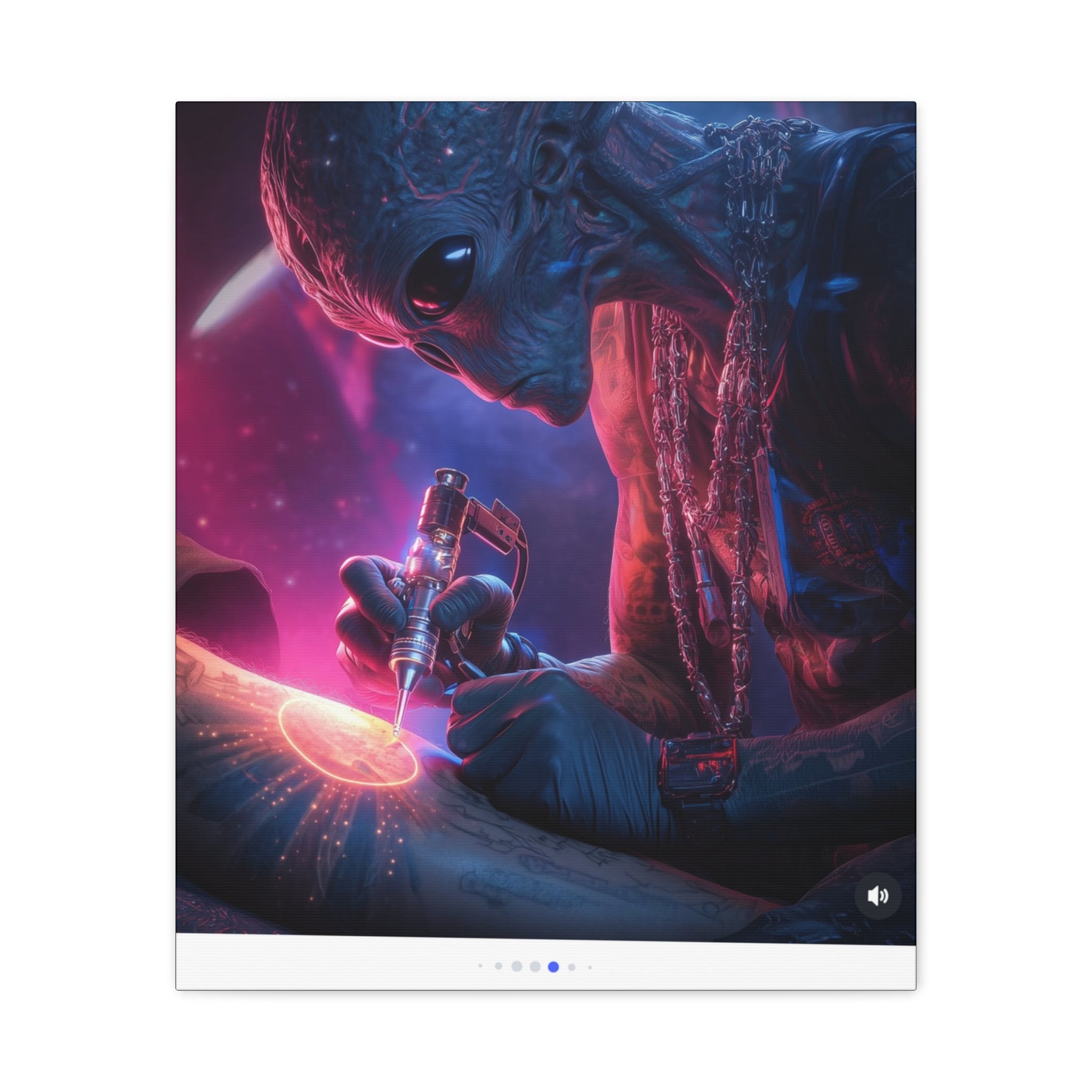 Alien Artist Canvas Print — Neon Sci‑Fi Wall Art