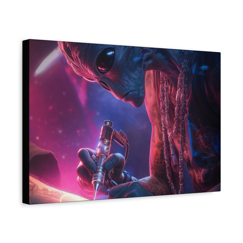 Alien Artist Canvas Print — Neon Sci‑Fi Wall Art