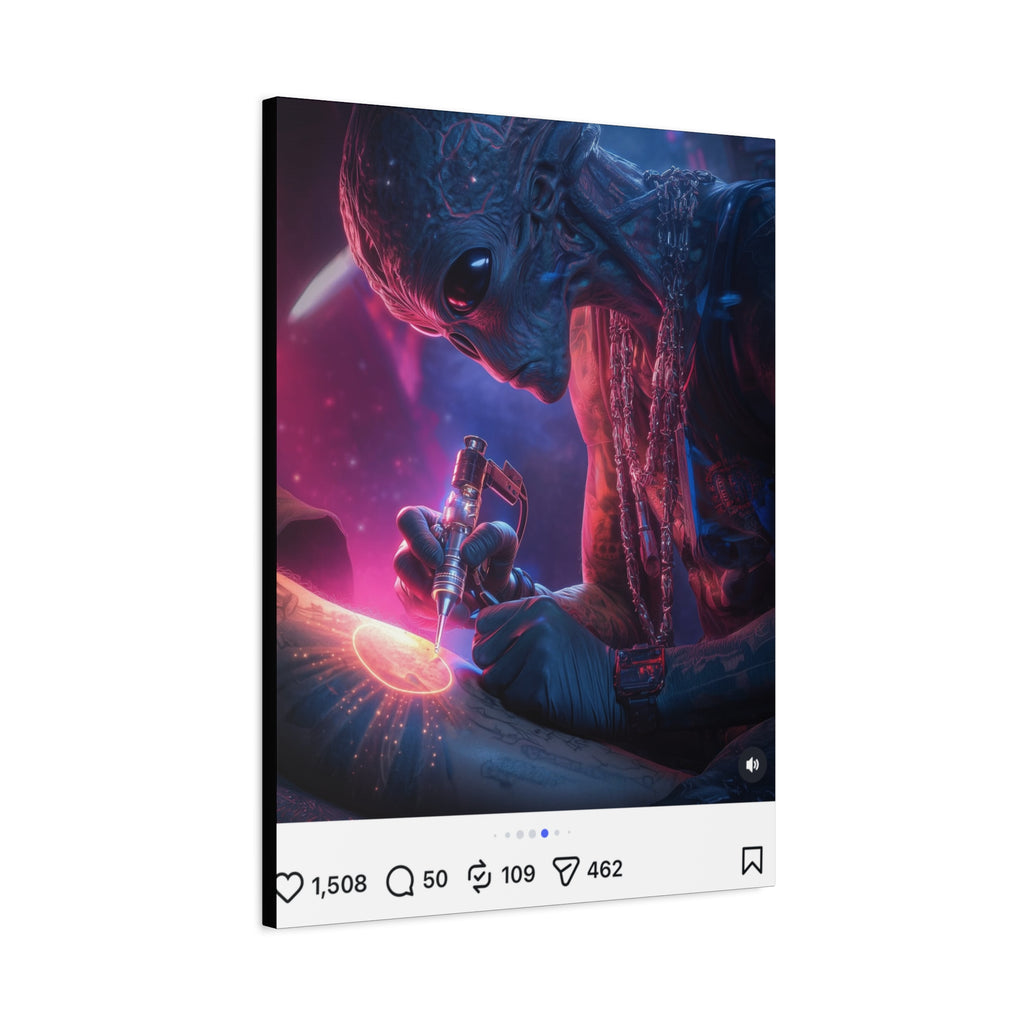 Alien Artist Canvas Print — Neon Sci‑Fi Wall Art