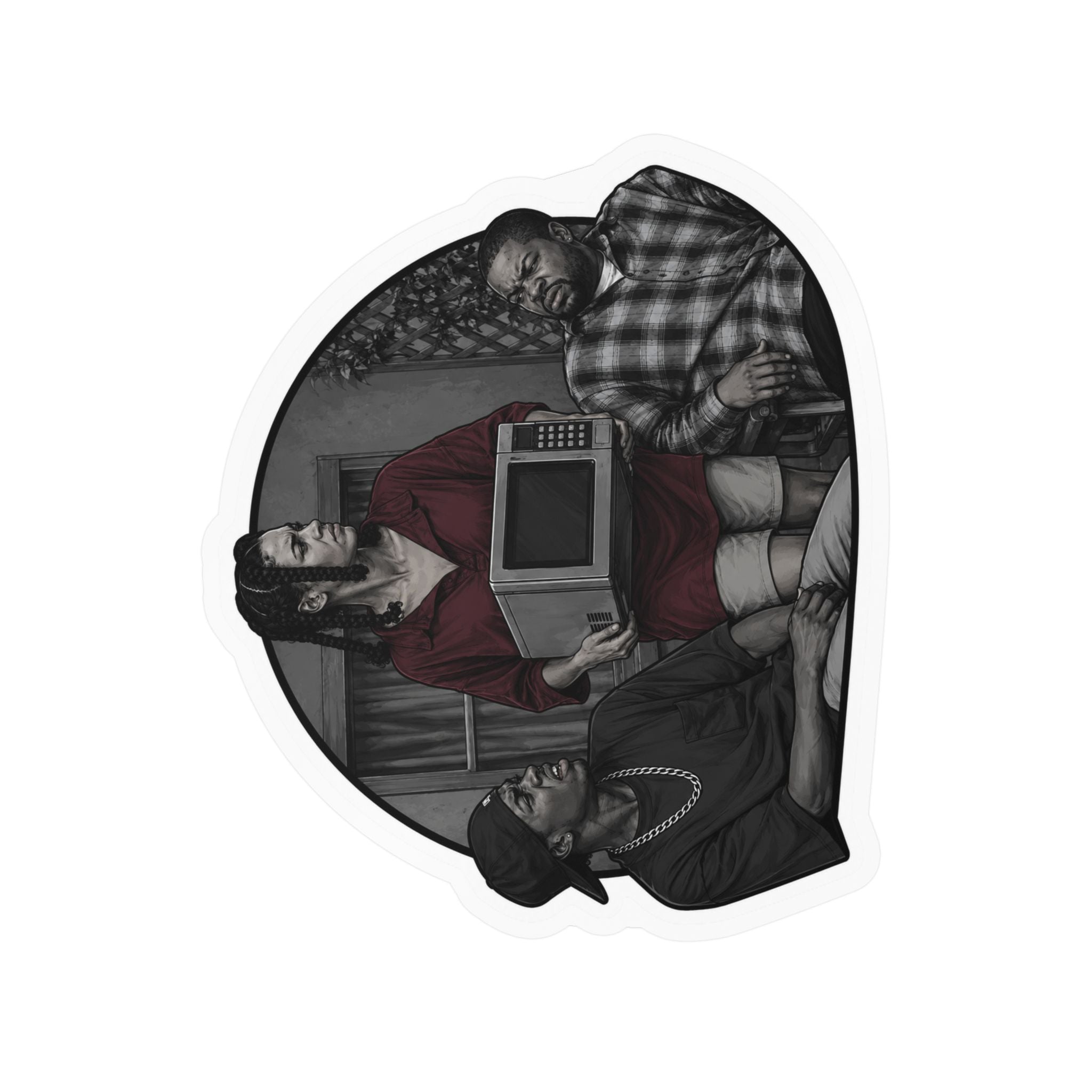 Friday collection Vinyl Sticker — Vintage TV Trio Kiss-Cut Decal