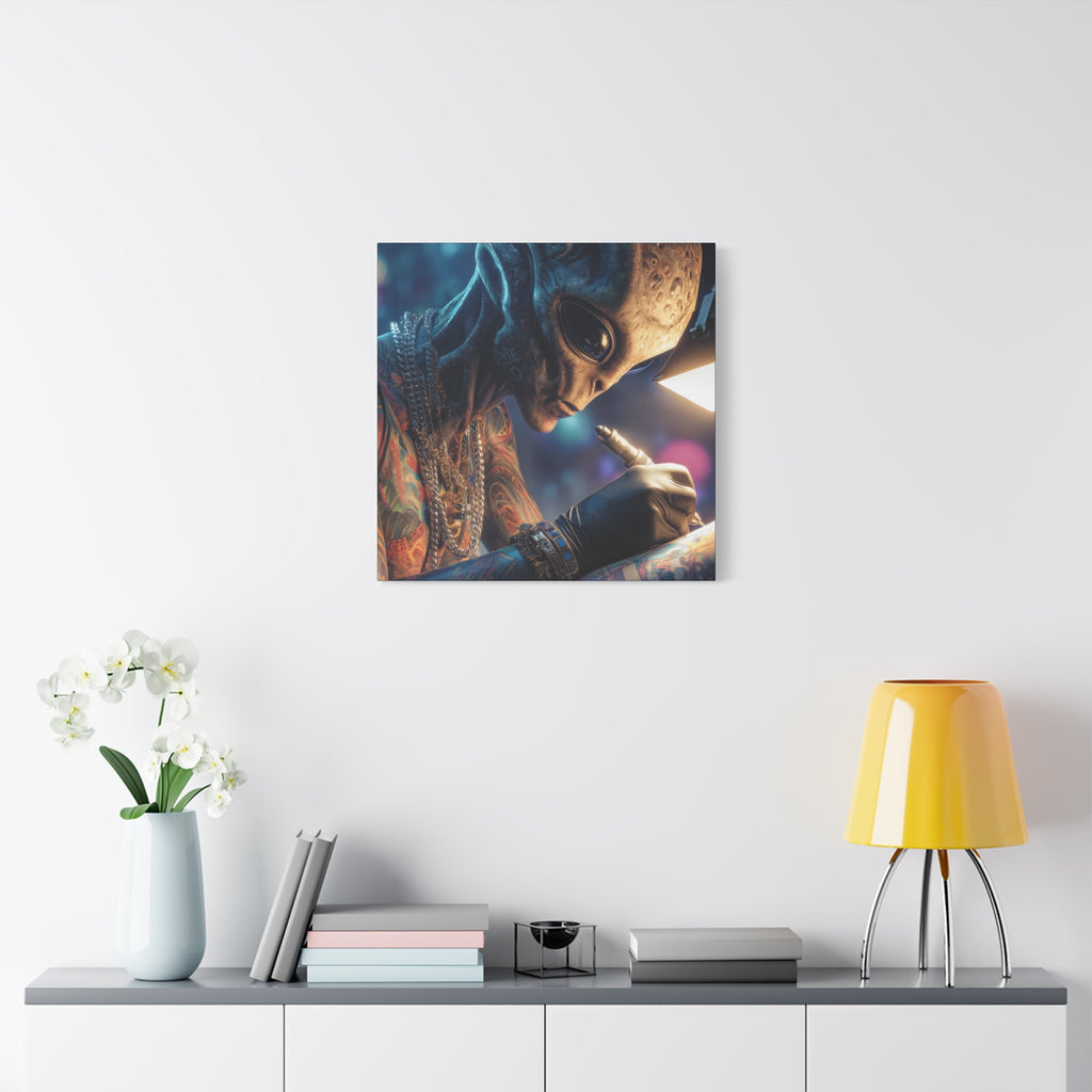 Alien Tattoo Artist Canvas Print — Matte Stretched Wall Art