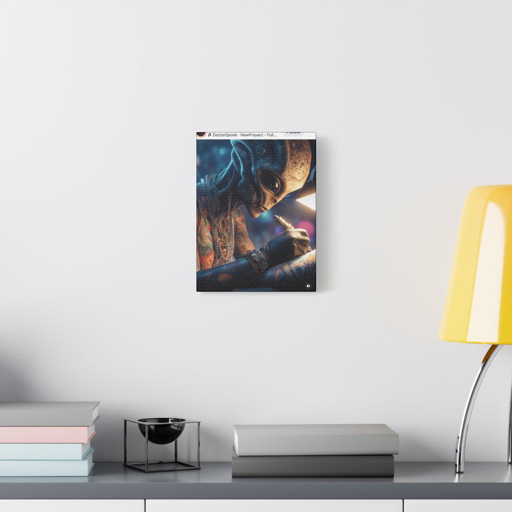 Alien Tattoo Artist Canvas Print — Matte Stretched Wall Art