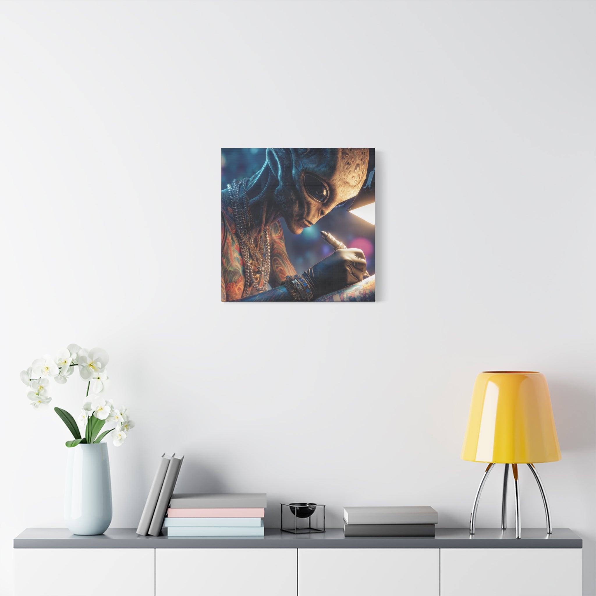 Alien Tattoo Artist Canvas Print — Matte Stretched Wall Art
