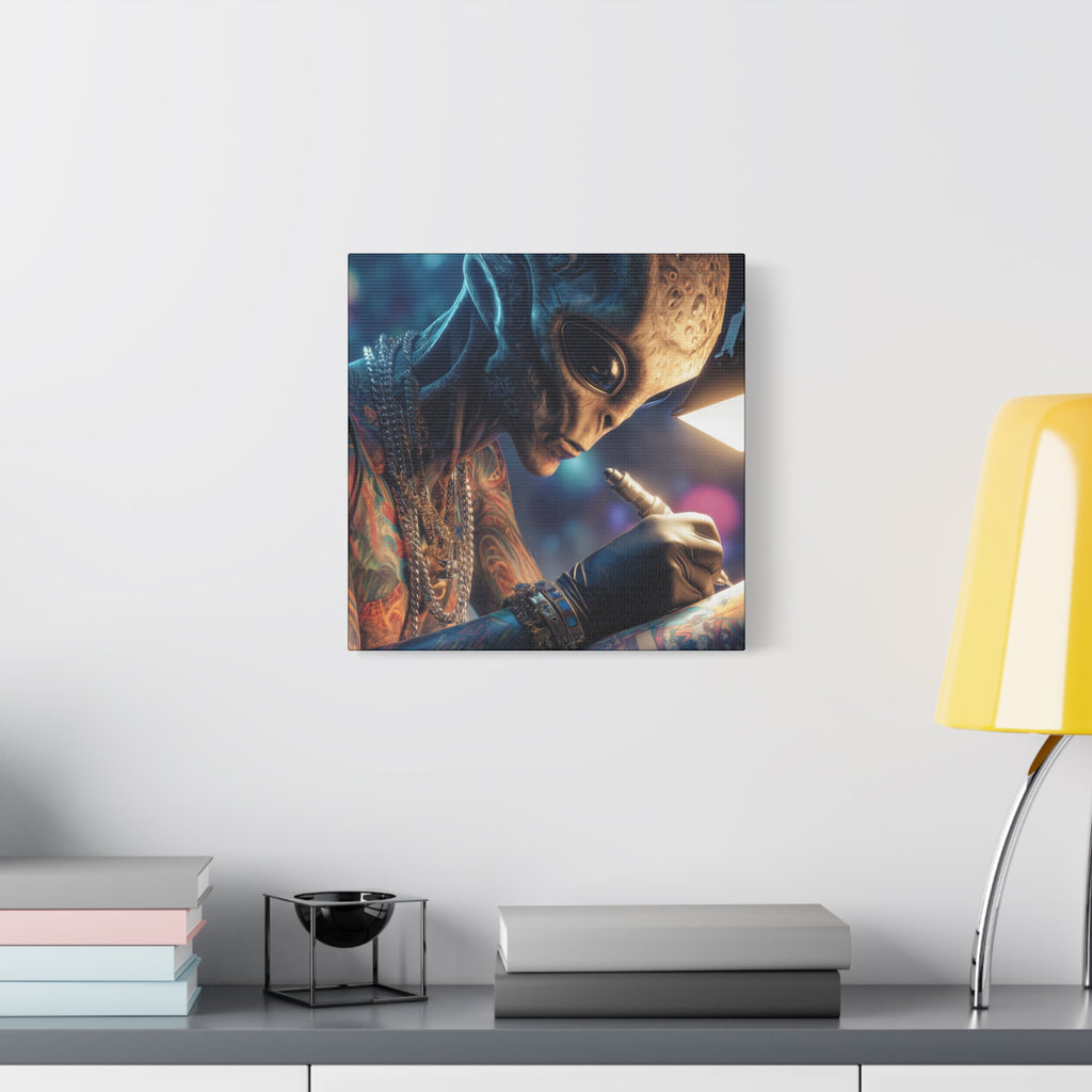 Alien Tattoo Artist Canvas Print — Matte Stretched Wall Art