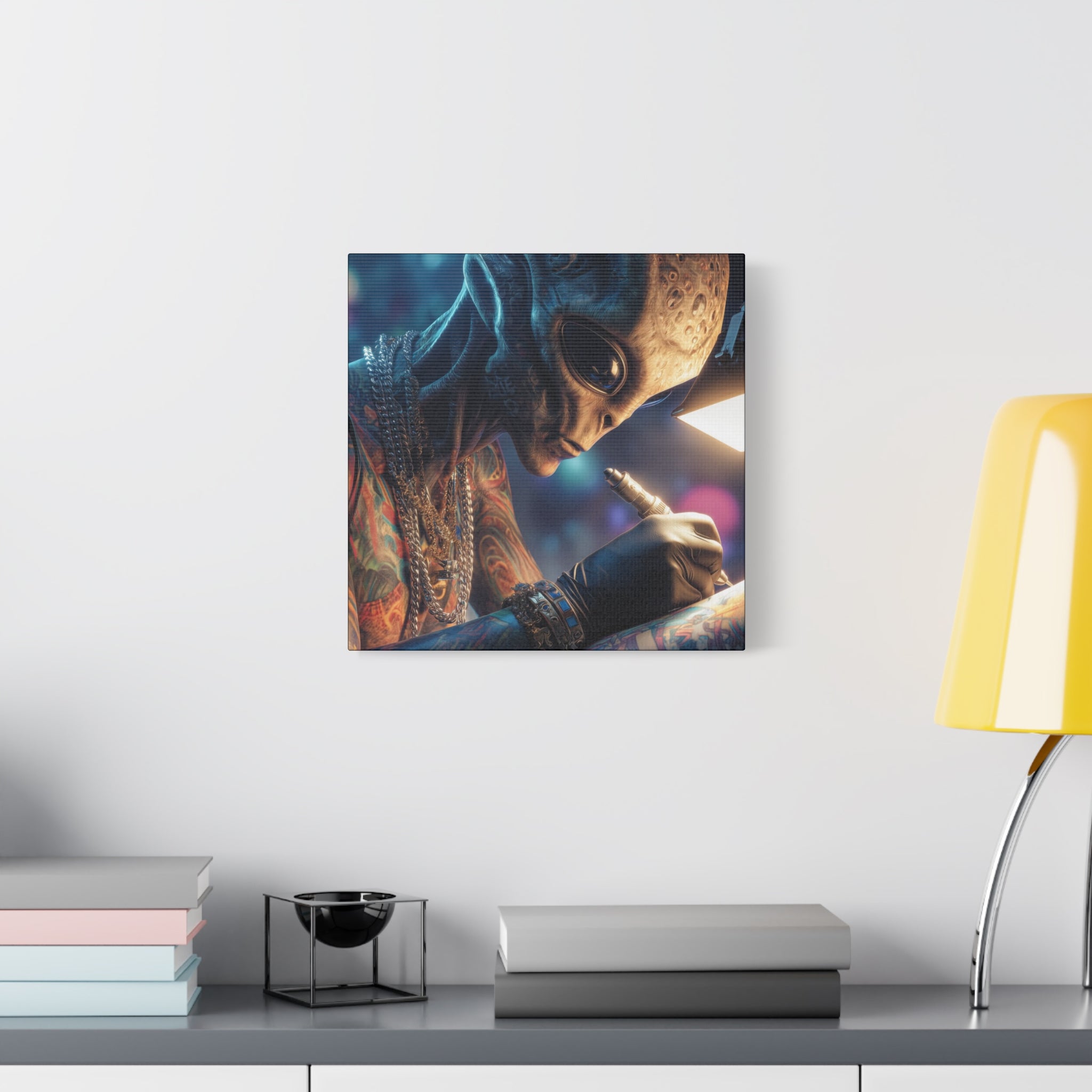Alien Tattoo Artist Canvas Print — Matte Stretched Wall Art