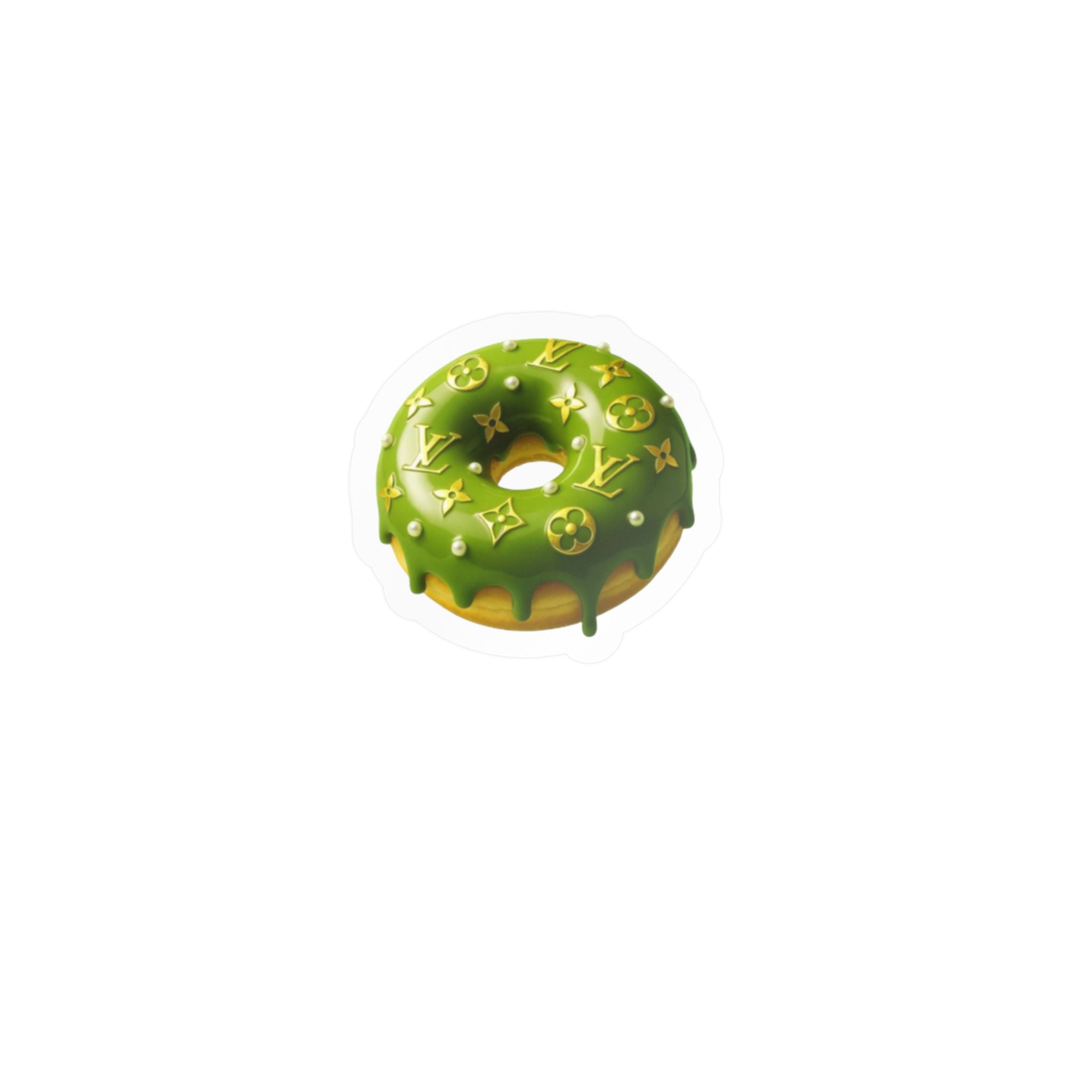 Green Designer LV Donut Kiss-Cut Vinyl Sticker